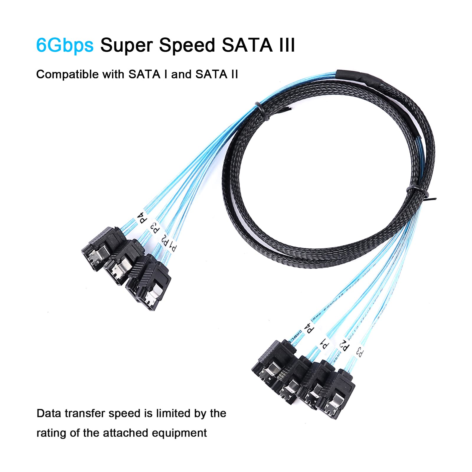 Adcaudx Sata Iii Cable 1M, 4Pcs/Set Sata 6Gbps Hdd Sdd Data Cable Replacement For Server Bitcoin Computer Ssd Hdd Cd Dvd Drives