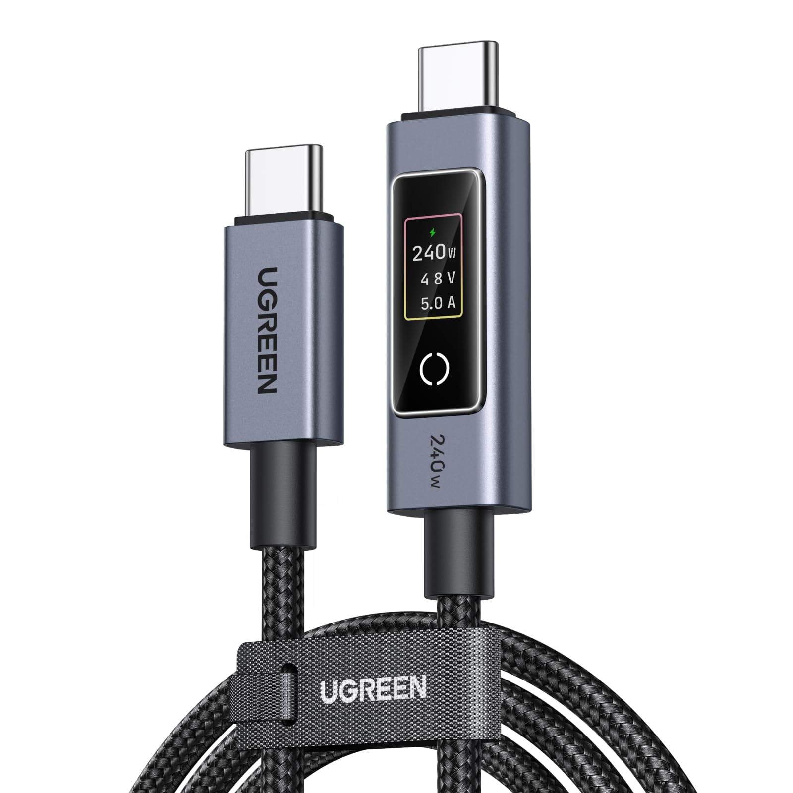 UGREEN Nexode 240W USBC to USBC Cable with TFT Smart Display, 6.6ft