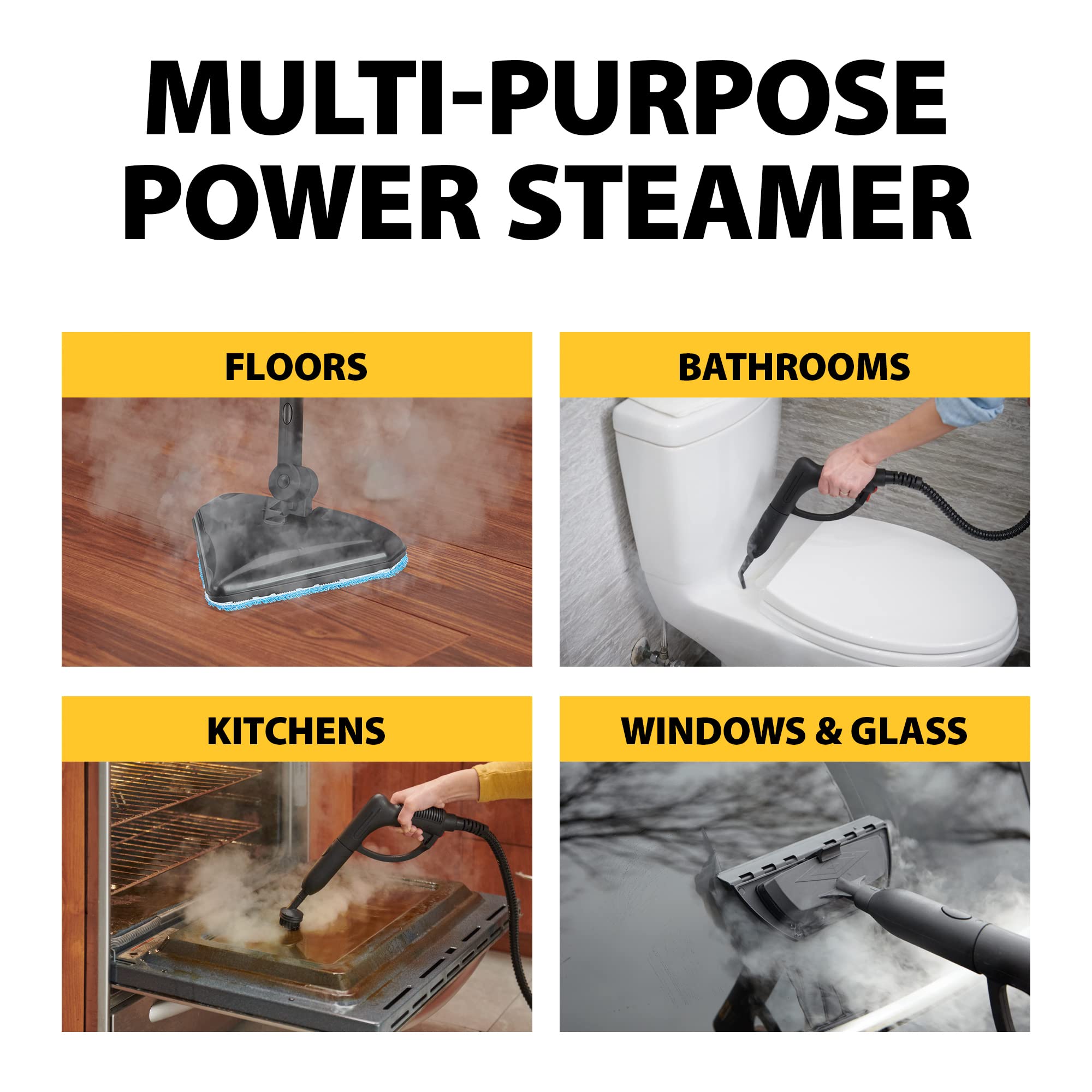 Wagner Spraytech C900134 925E Elite Steamer Multi Purpose Mop With 20 Accessories For Chemical Free Steam Cleaning, Hardwood Flo