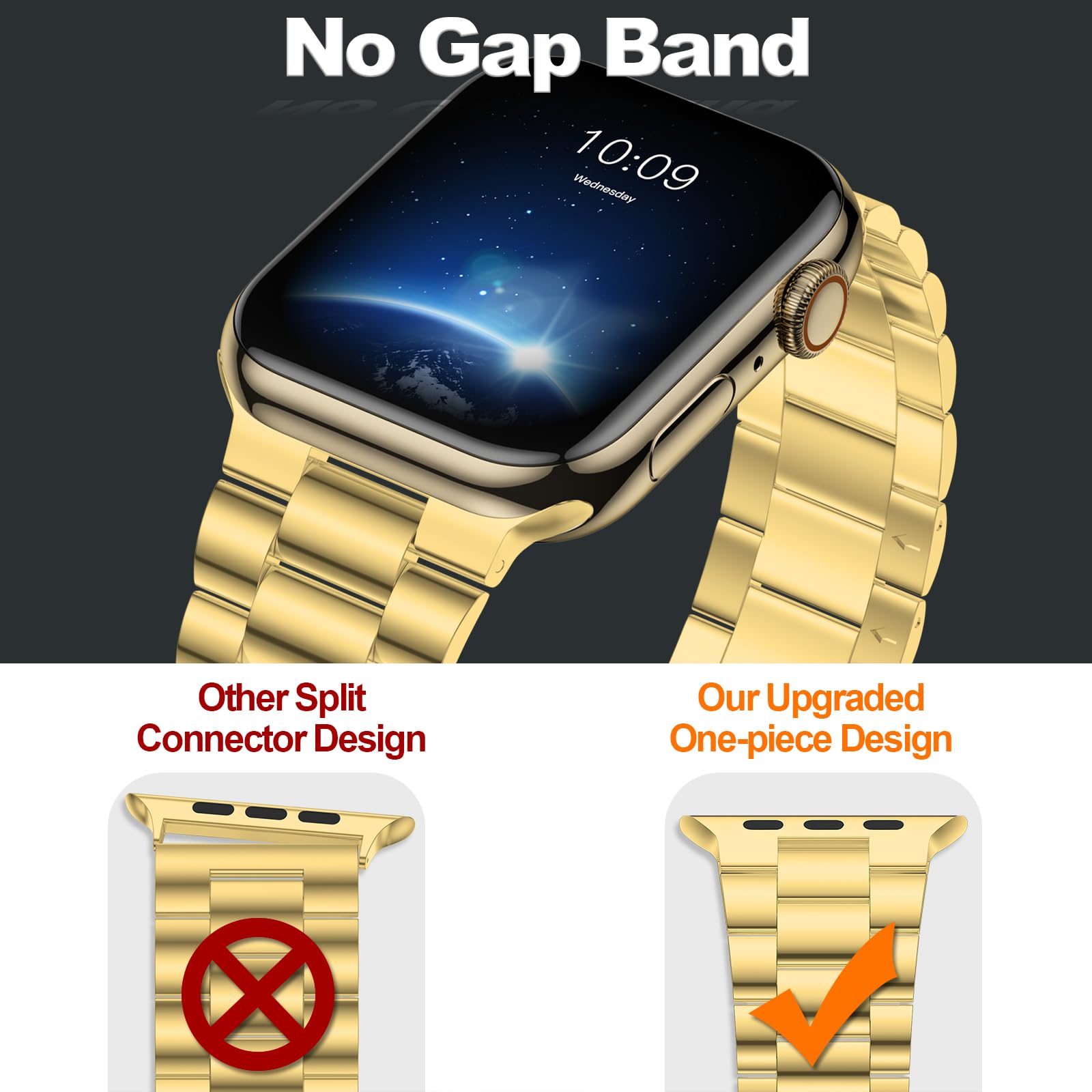 Iiteeology Lightweight Stainless Steel Band Designed For Apple Watch Ultra 2 & Ultra, Series 1 10, 46Mm, 45Mm, 44Mm, 42Mm, Repla