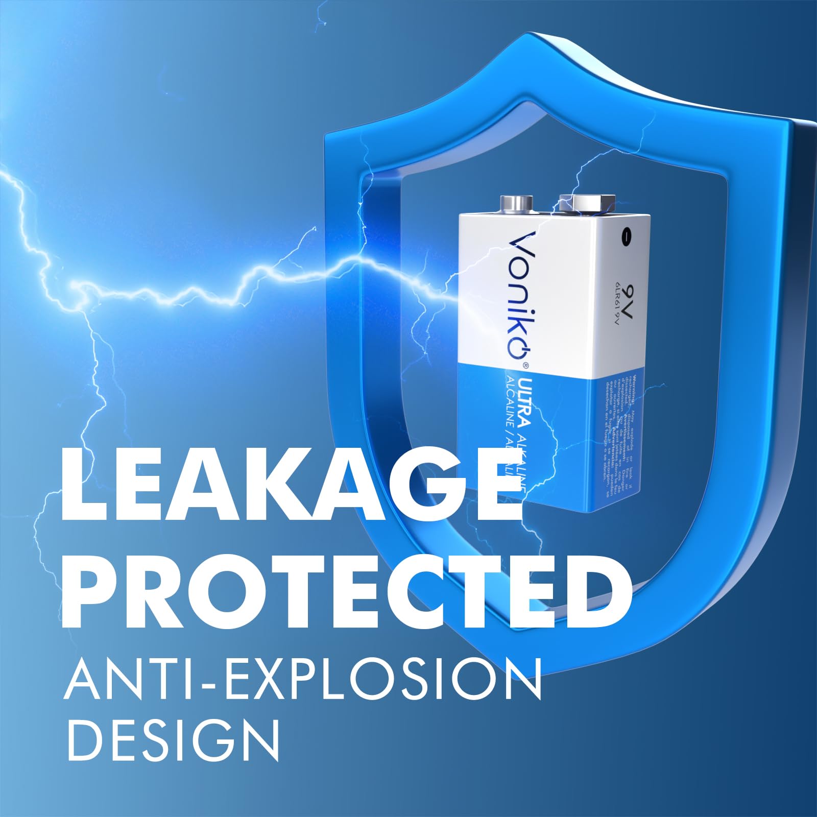 Voniko 9V Batteries   Alkaline 9V Battery 8 Pack   Ultra Long Lasting With A 7   Year Shelf Life