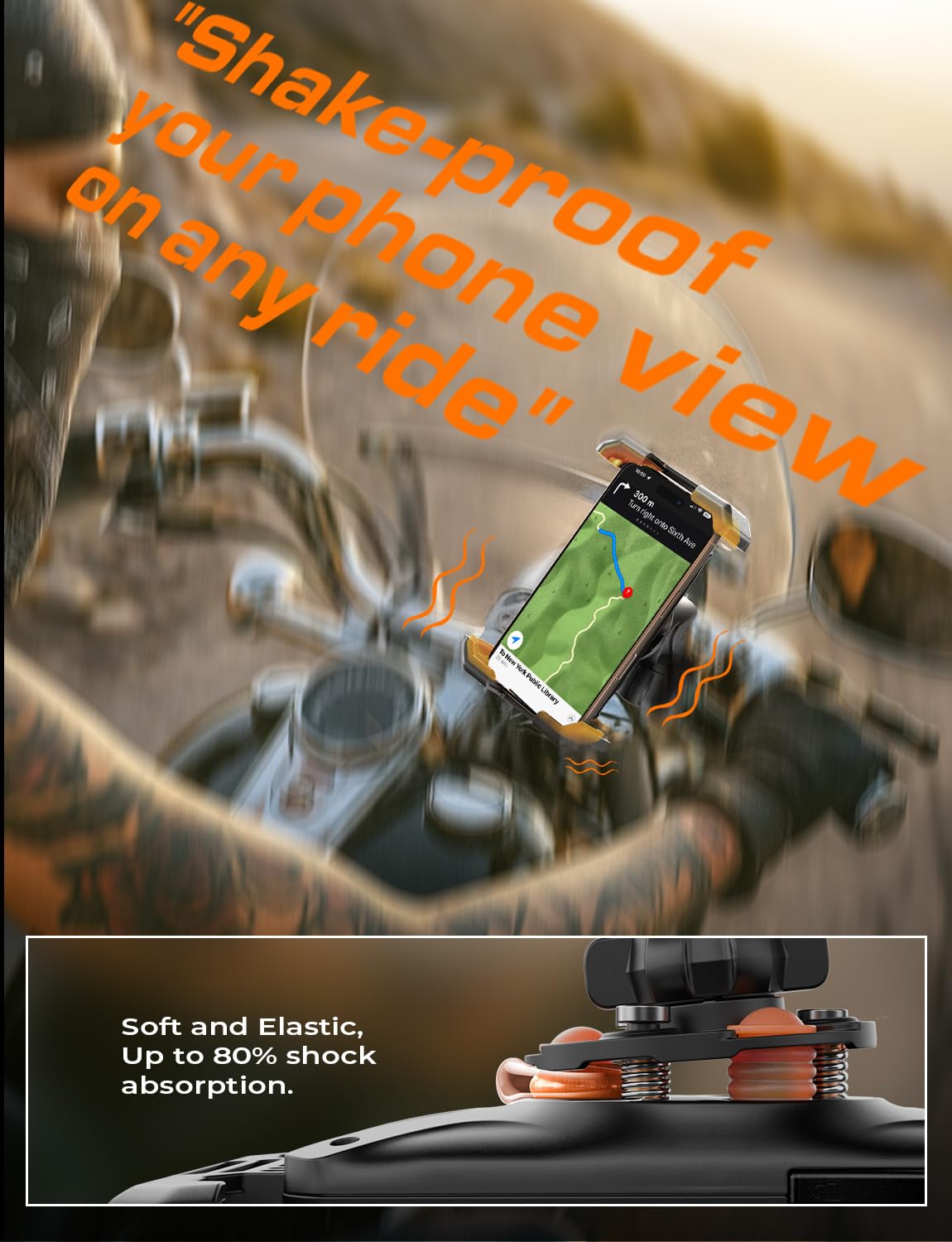 Lisen Motorcycle Phone Mount, [1S Quick Lock] [100Mph Military Anti Shake], Dirt Bike Phone Holder, Harley Davidson Motorcycle P