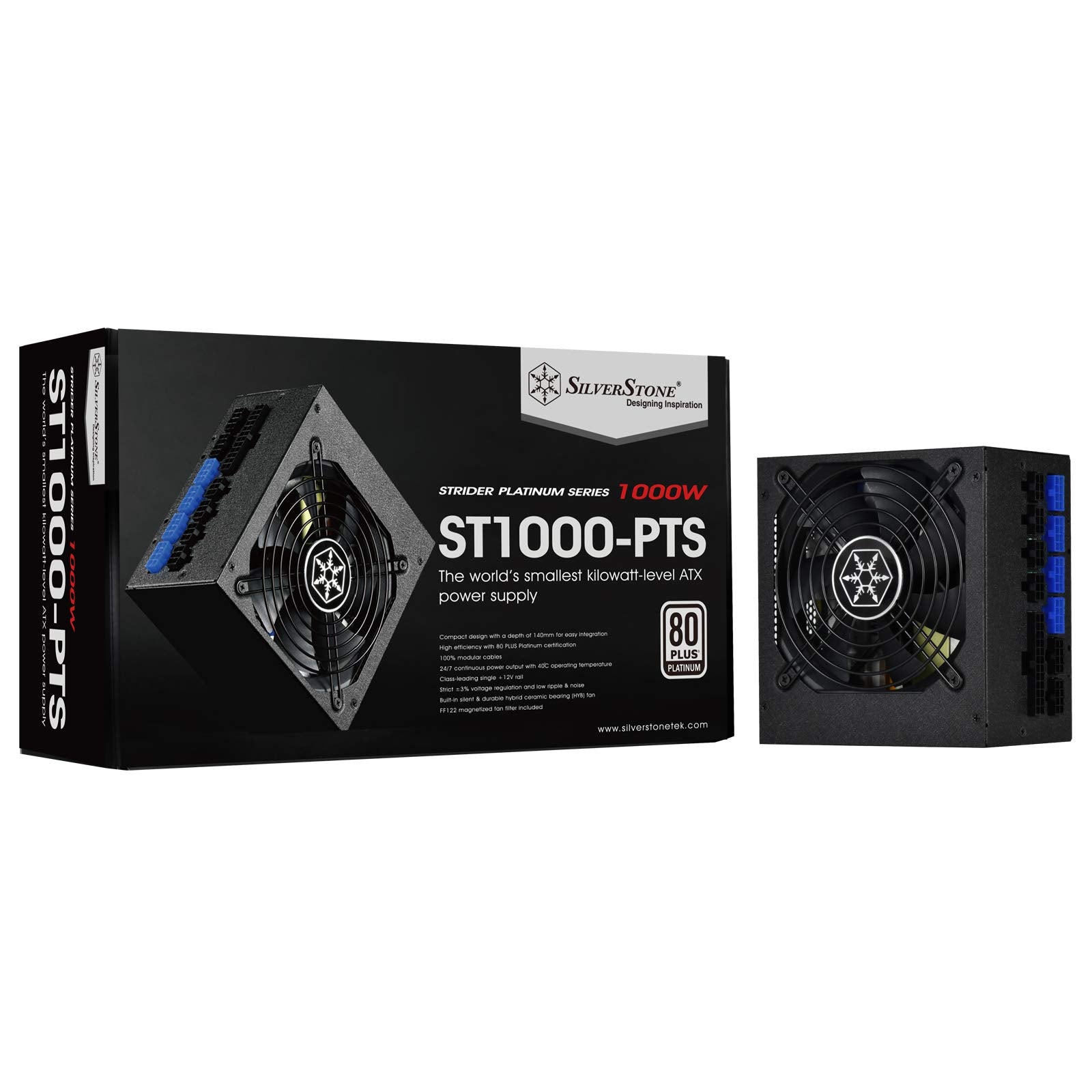 Silverstone Technology 1000 Watt Fully Modular 80 Plus Platinum Power Supply Ultra Compact 140Mm In Depth, St1000 Pts X