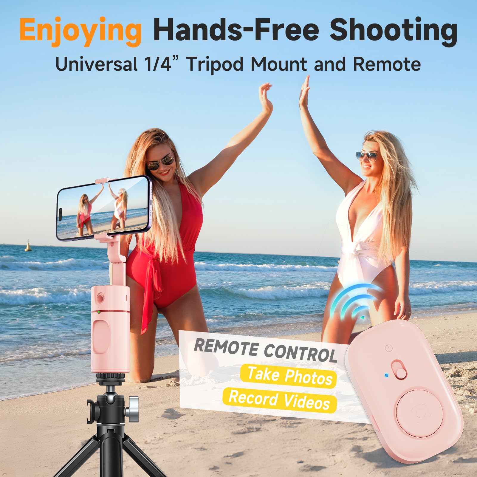 Auto Face Tracking Tripod, No App Required, 360 Rotation Auto Tracking Phone Holder With Remote, Gesture Control, Rechargeable P