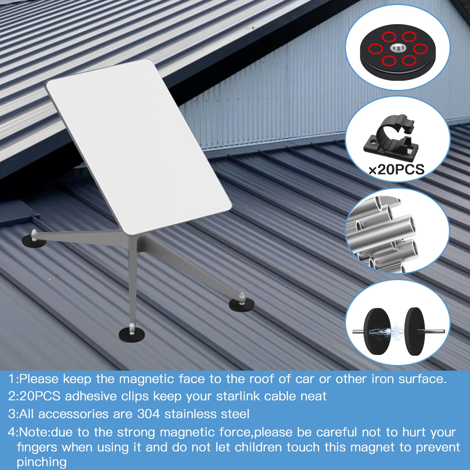 280Lbs Starlink Magnetic Roof Mount,Strong Magnet Starlink Mounting Kit For Star Link Internet Kit Satellite Starlink Accessorie