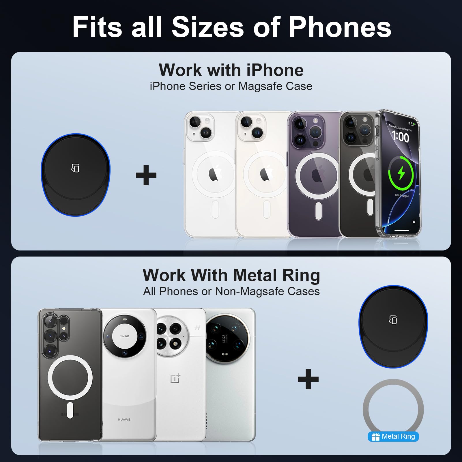 15W Magnetic Wireless Car Charger, Magsafe Car Mount Charger Fast Air Vent Car Phone Holder Charge R For Iphone 16E 16 Pro 16 15