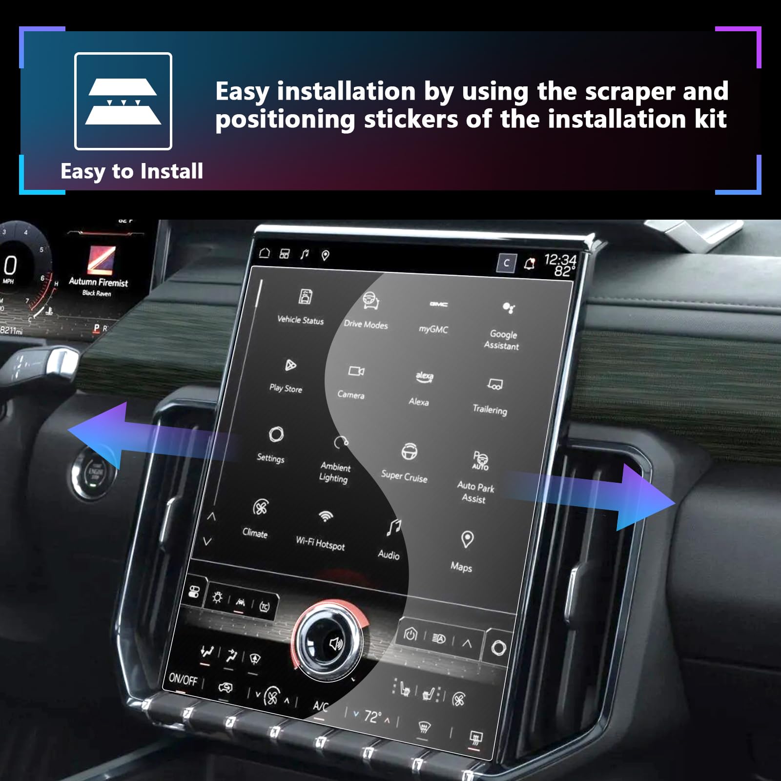 Sxcy For 2024 Gmc Acadia Accessories 2024 Acadia Screen Protector (Elevation/At4/Denali) Navigation Touch Radio Display Screen 15 Inch[2Pcs Nano]