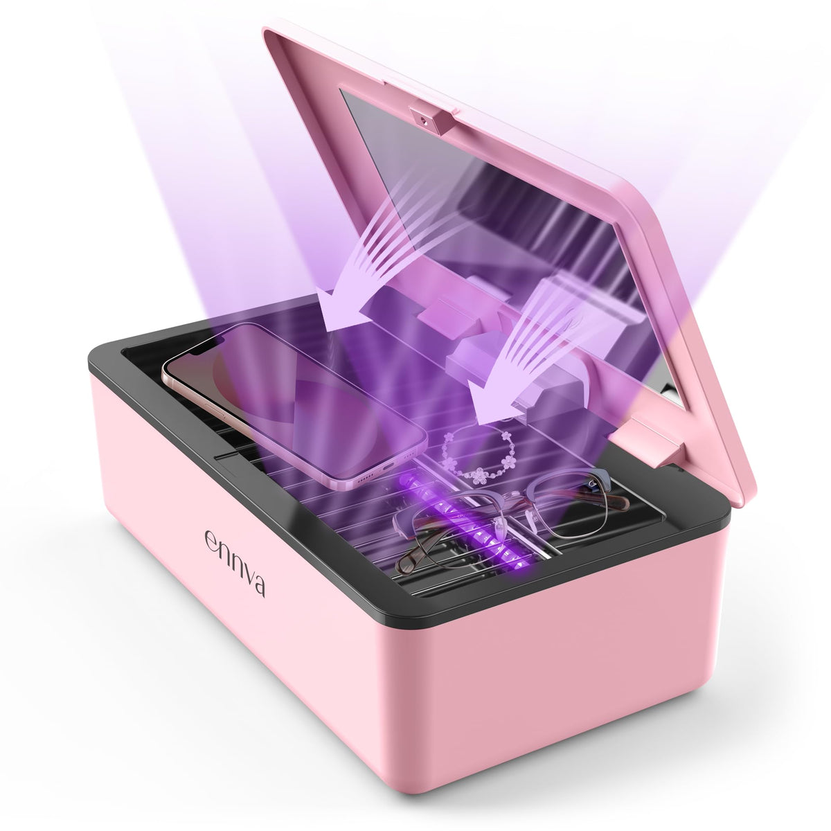 Ennva Uv Light Sanitizer - Large Uv-C Light Box - Powerful 360 Ultraviolet Box - Portable Uv Cleaner For Cell Phone, Keys, Glass