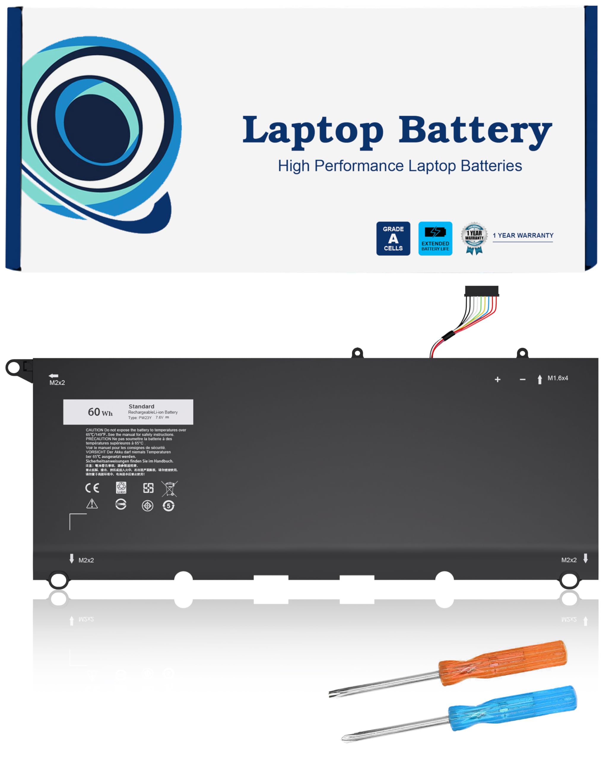 New Pw23Y Laptop Battery Replacement For Dell Xps 13 9360 13 9360 D1605G 13 9360 D1605T 13 9360 D1609 13 9360 D1609G 13 9360 D17