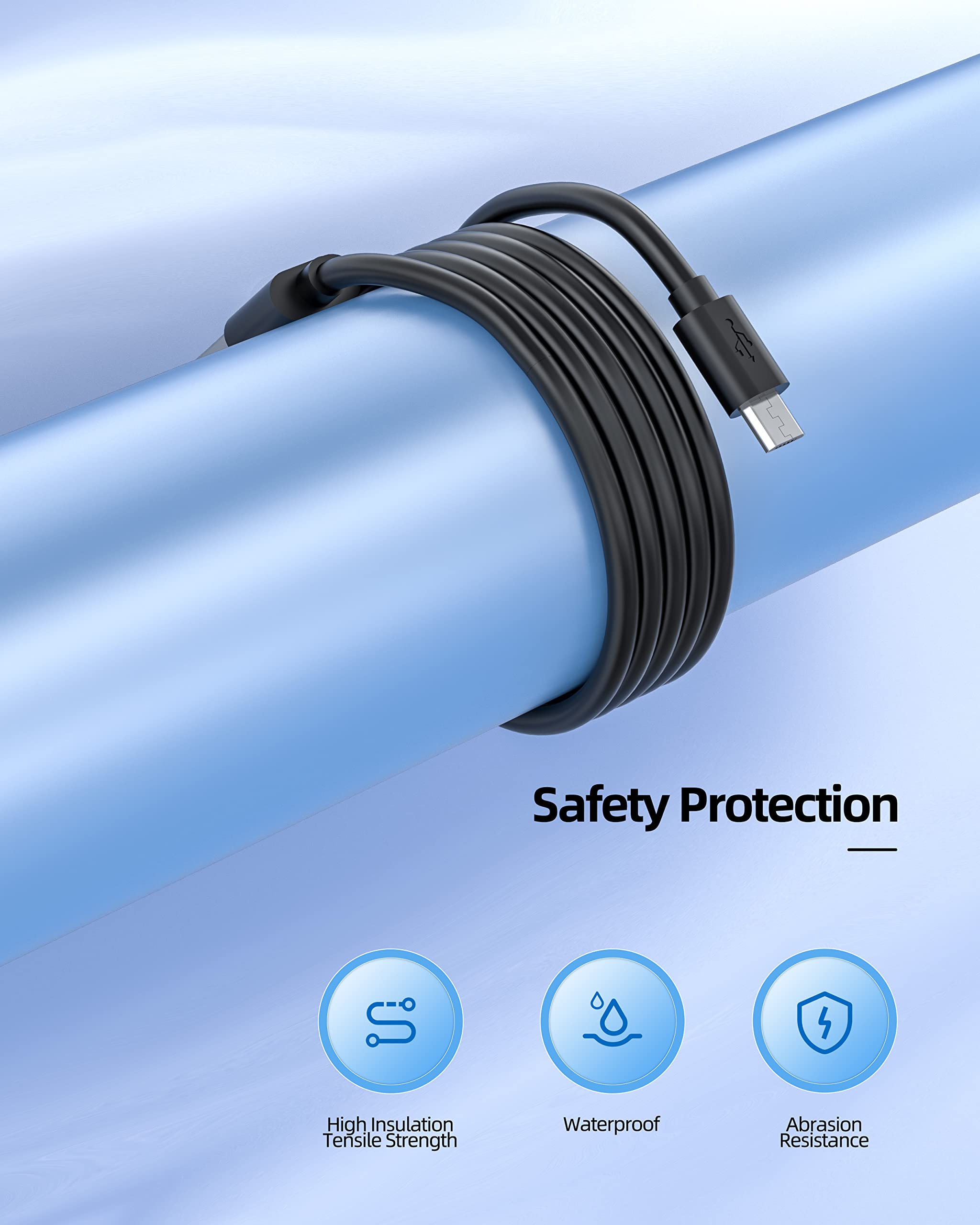 5Ft Micro Usb Charger Cord Cable Fit For Anker Powercore 5000 10000 20100 13000 26800 Mini 3350 Fusion Ii 15000 Redux 20000 Slim