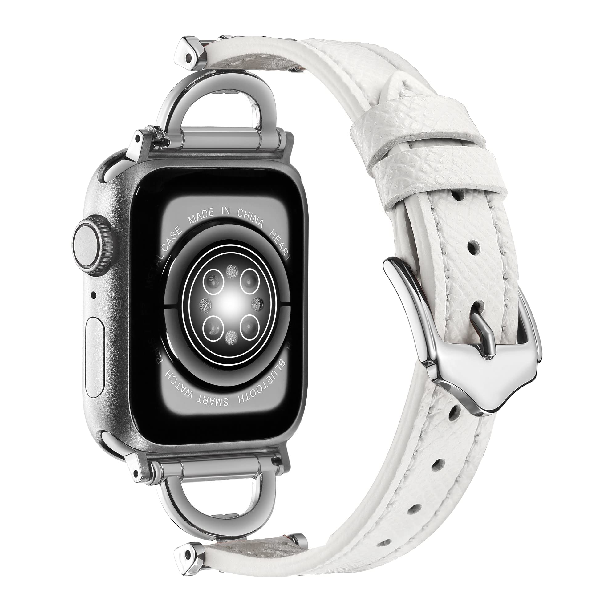 Osber Genuine Leather Band Compatible with Apple Watch Women 42mm 44mm 45mm 46mm(2024 series 10) 49mm(Ultra 2/1), Designer Slim 