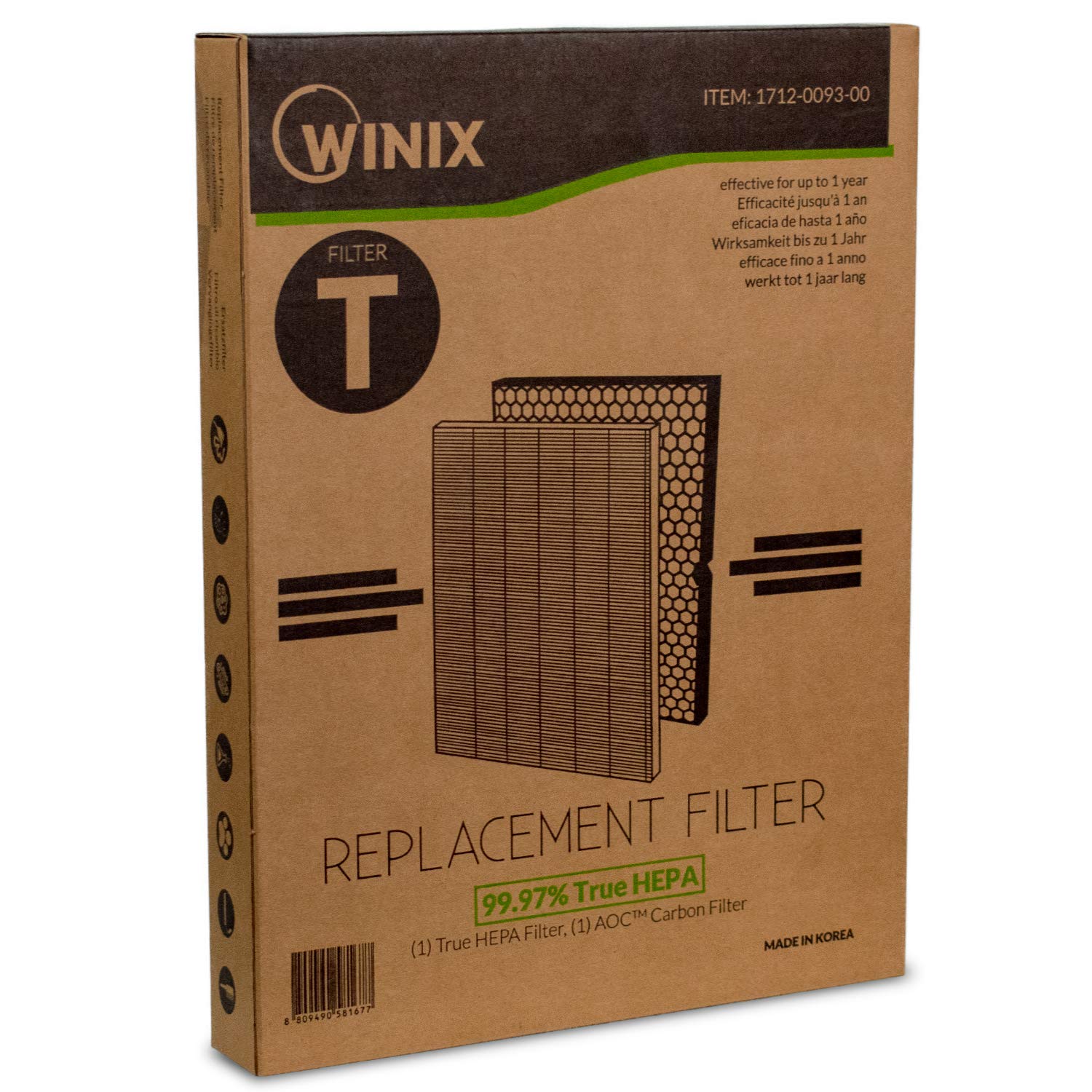Winix 1712 0093 00 Air Purifier Replacement Filter T, For Hr900, White