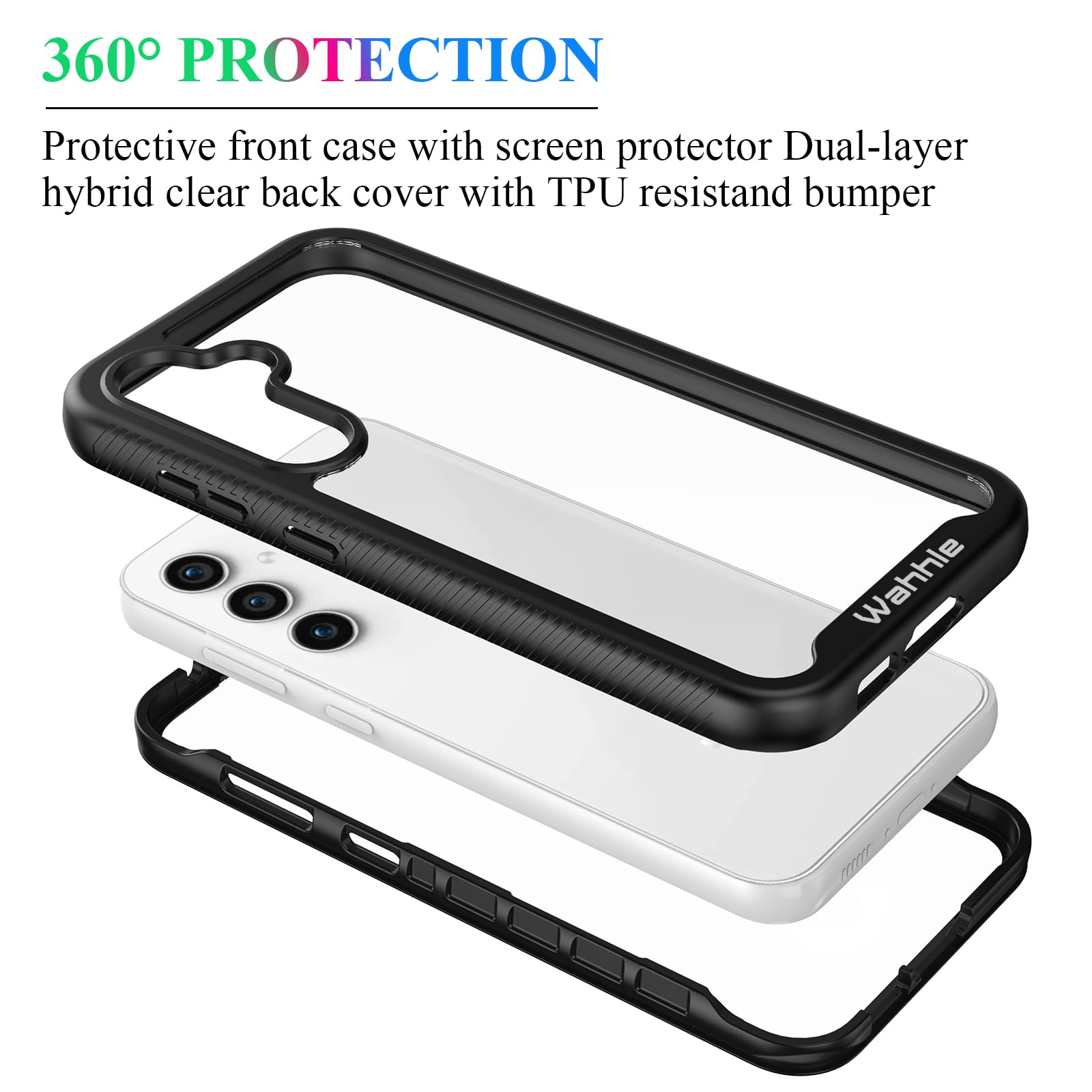 Wahhle Compatible With Samsung Galaxy S23 Fe Case, Built In Screen Protector Full Body Shockproof Slim Fit Bumper Protective Pho