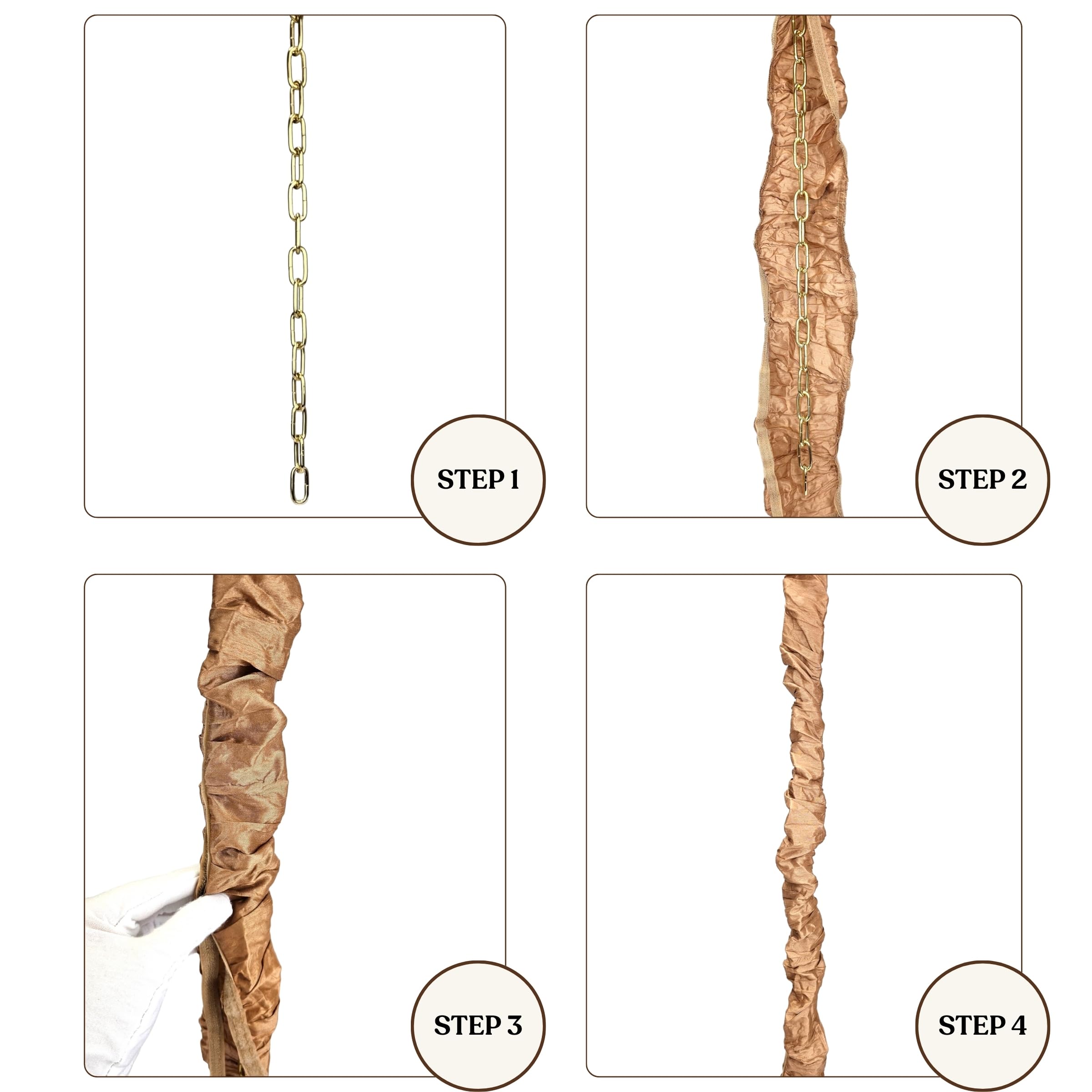 Royal Designs, Inc. Cc-19-Bl Burlap Cord & Chain Cover 4 Burlap Material Touch Fastener, Burlap