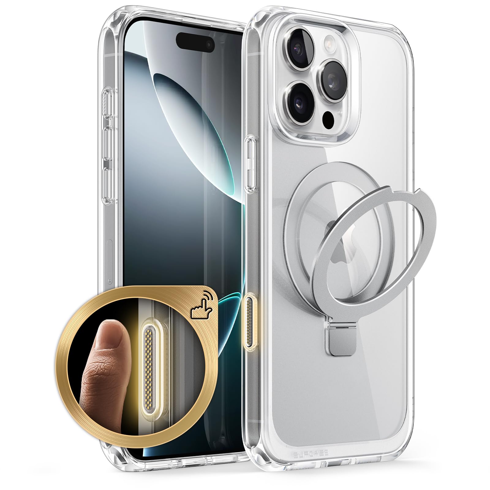 Supcase For Iphone 16 Pro Case With Camera Control Capture Button (Unicorn Beetle Mag Stand), [Compatible With Magsafe] Slim Cle