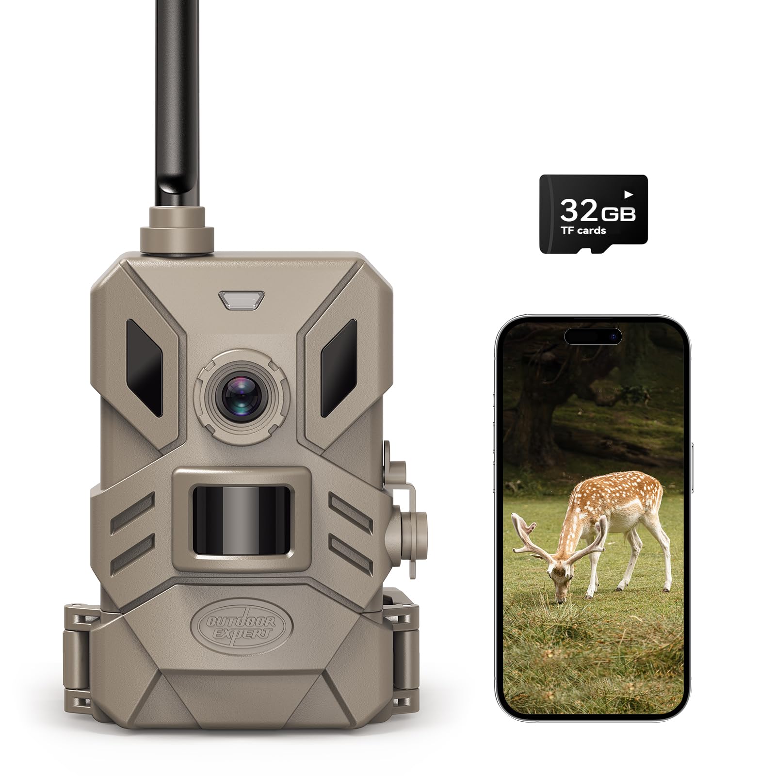 OUTDOOR EXPERT 4G Cellular Trail Camera,36MP Hunting Camera with No Glow 940nm IR Led Night Vision,HD Video IP66 Waterproof Game