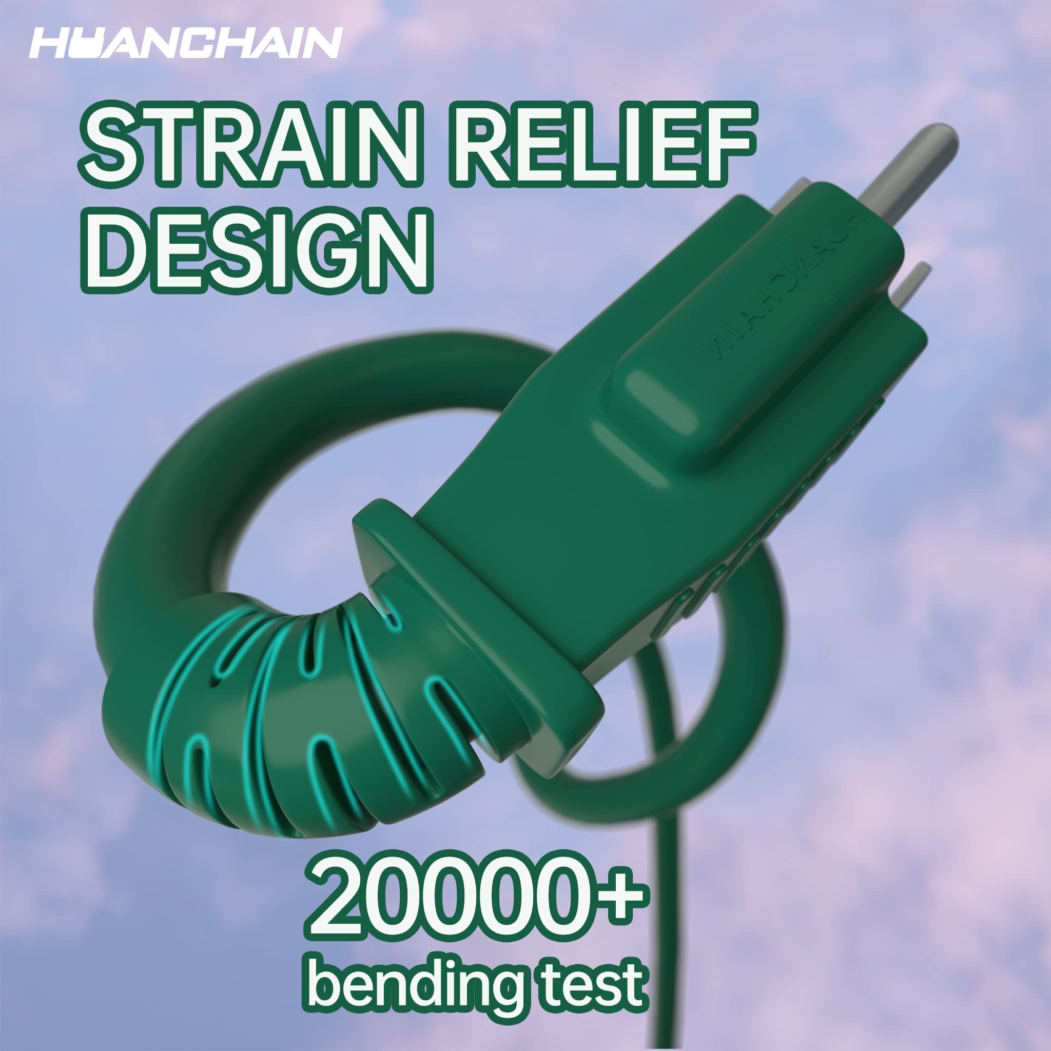 Huanchain Indoor Outdoor Green Extension Cord 100 Ft Waterproof, 16/3 Gauge Flexible Cold Resistant Appliance Extension Cord Out