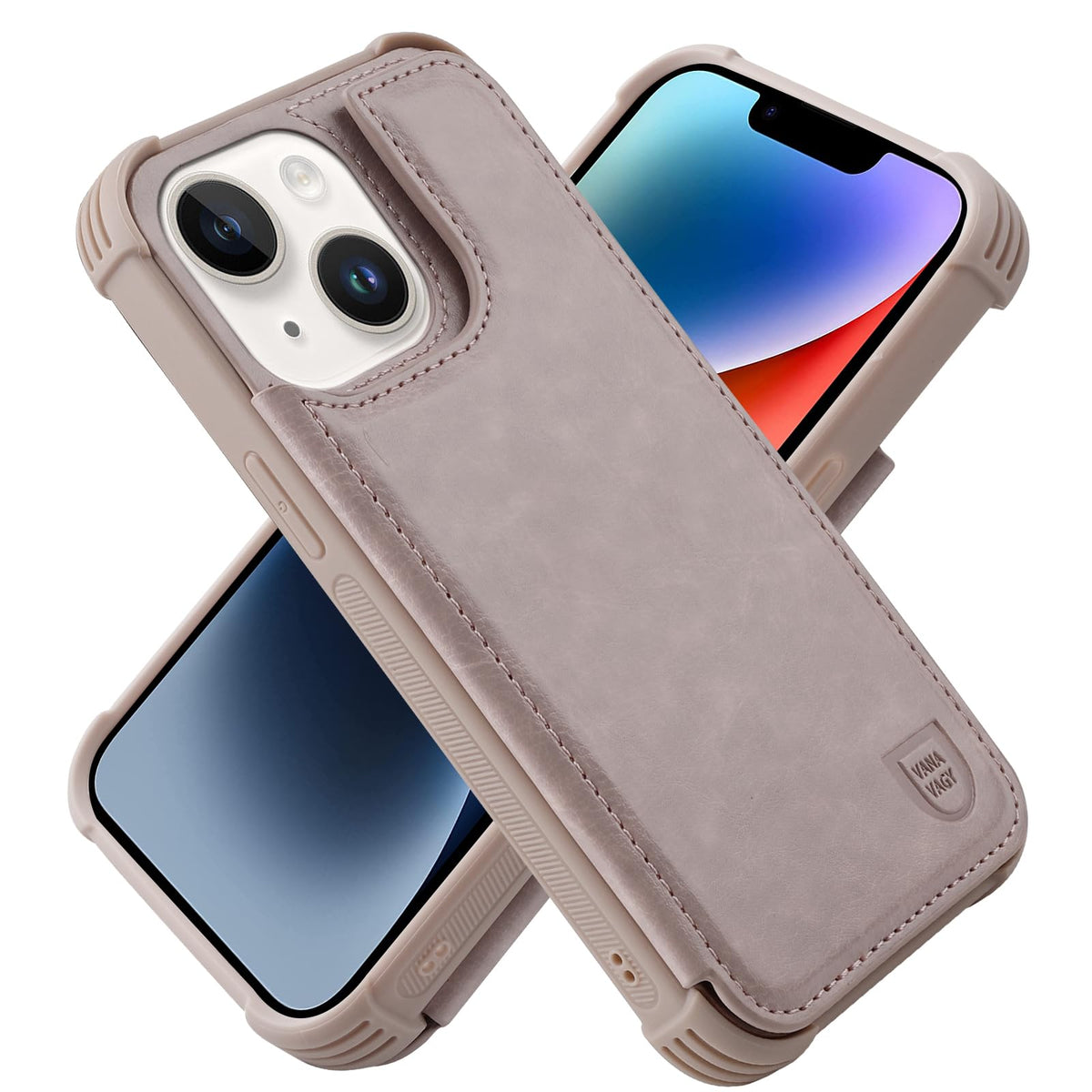 Vanavagy Wallet Case Compatible For Iphone 14 Plus/15 Plus For Women And Men,Leather Flip Folio Phone Cover Fits Magnetic Car Mo