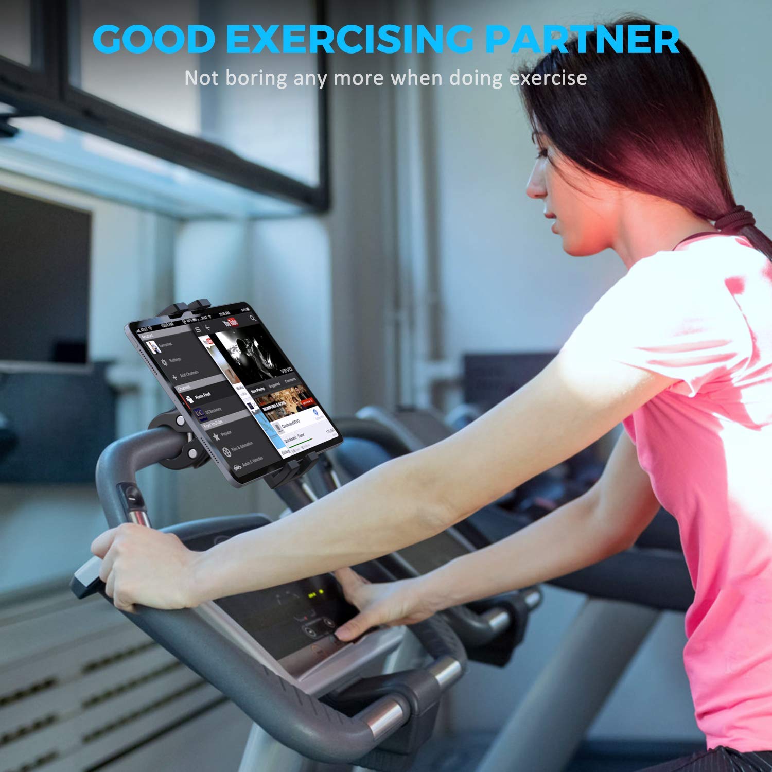 Kdd Spin Bike Tablet Holder Mount, Phone Ipad Holder Stand Exercise Bike Handlebar Mount For Stationary Bicycle, Treadmill, Micr