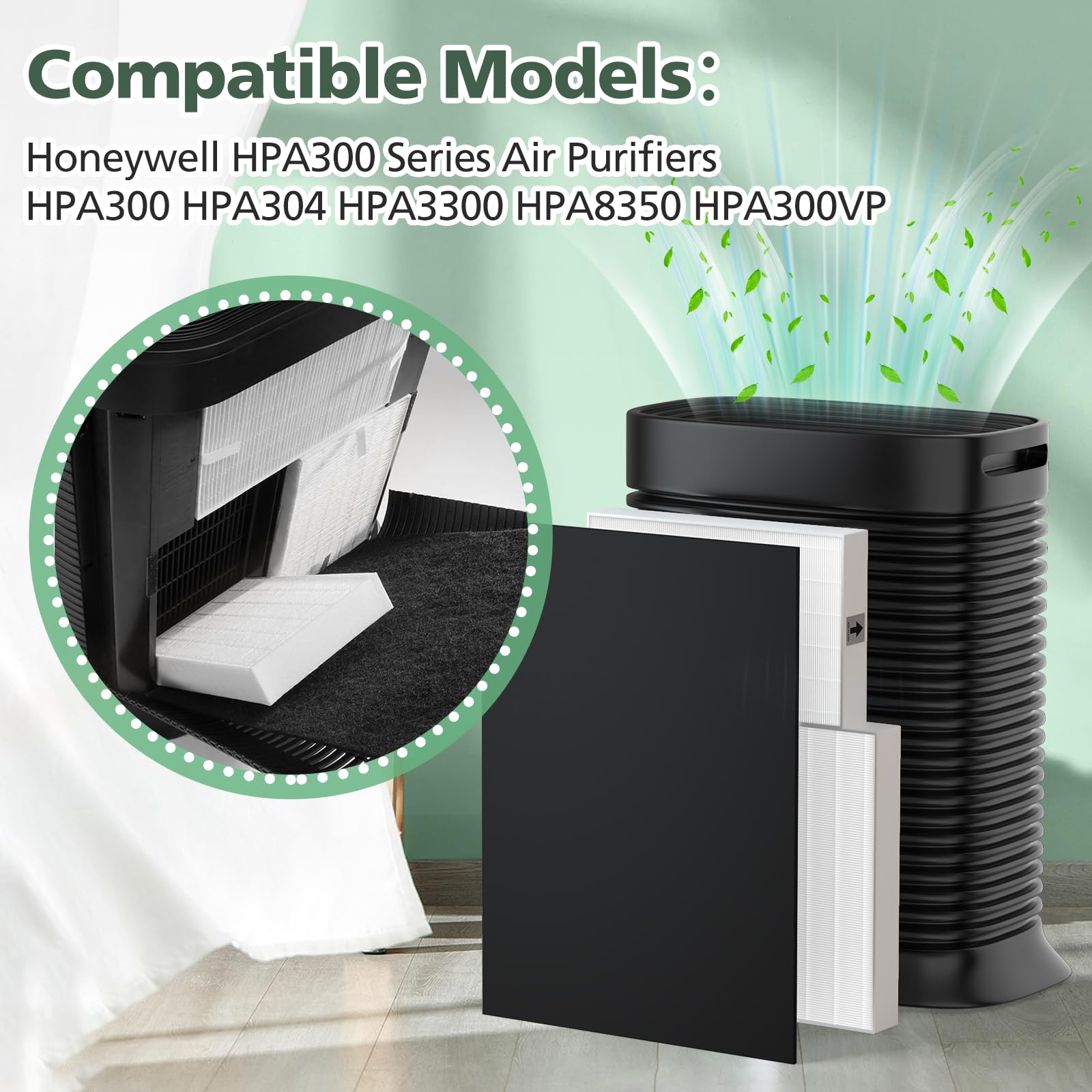 6 Pack Hpa300 Hepa Filter Replacement Compatible With Honeywell Hpa300 Hepa Air Purifier, Fits For Honeywell Air Purifier Filter