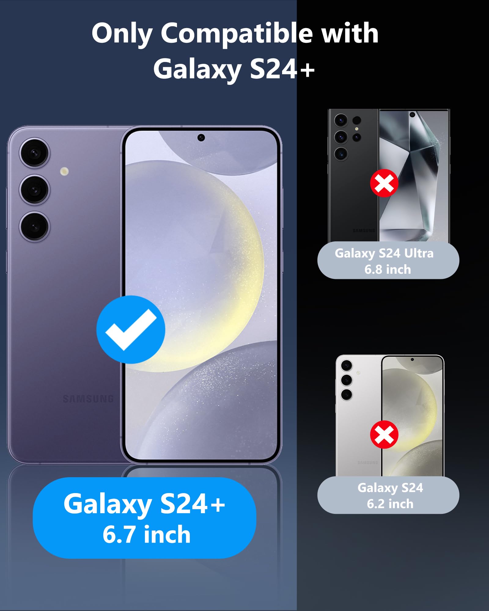 Atatoo For Samsung Galaxy S24+ Plus Case, Built In Card Holder(Store 4 5 Cards) & Slide Camera Cover, Military Grade Protection,