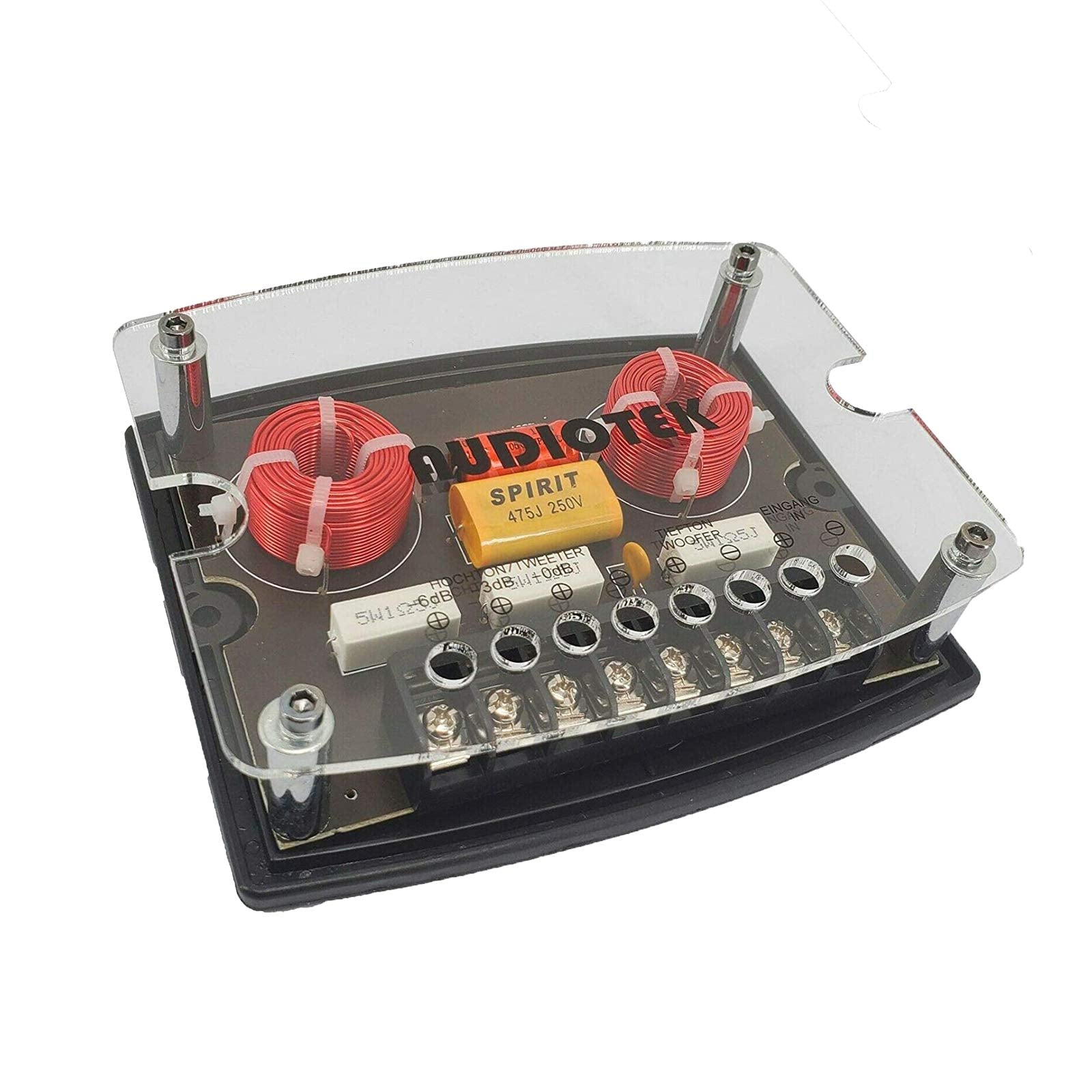 Audiotek High Performance 600 Watts Maximum Power Cx4 2 Way 4 Ohm Car Audio Passive Crossover Networks High/Low Frequency Respon