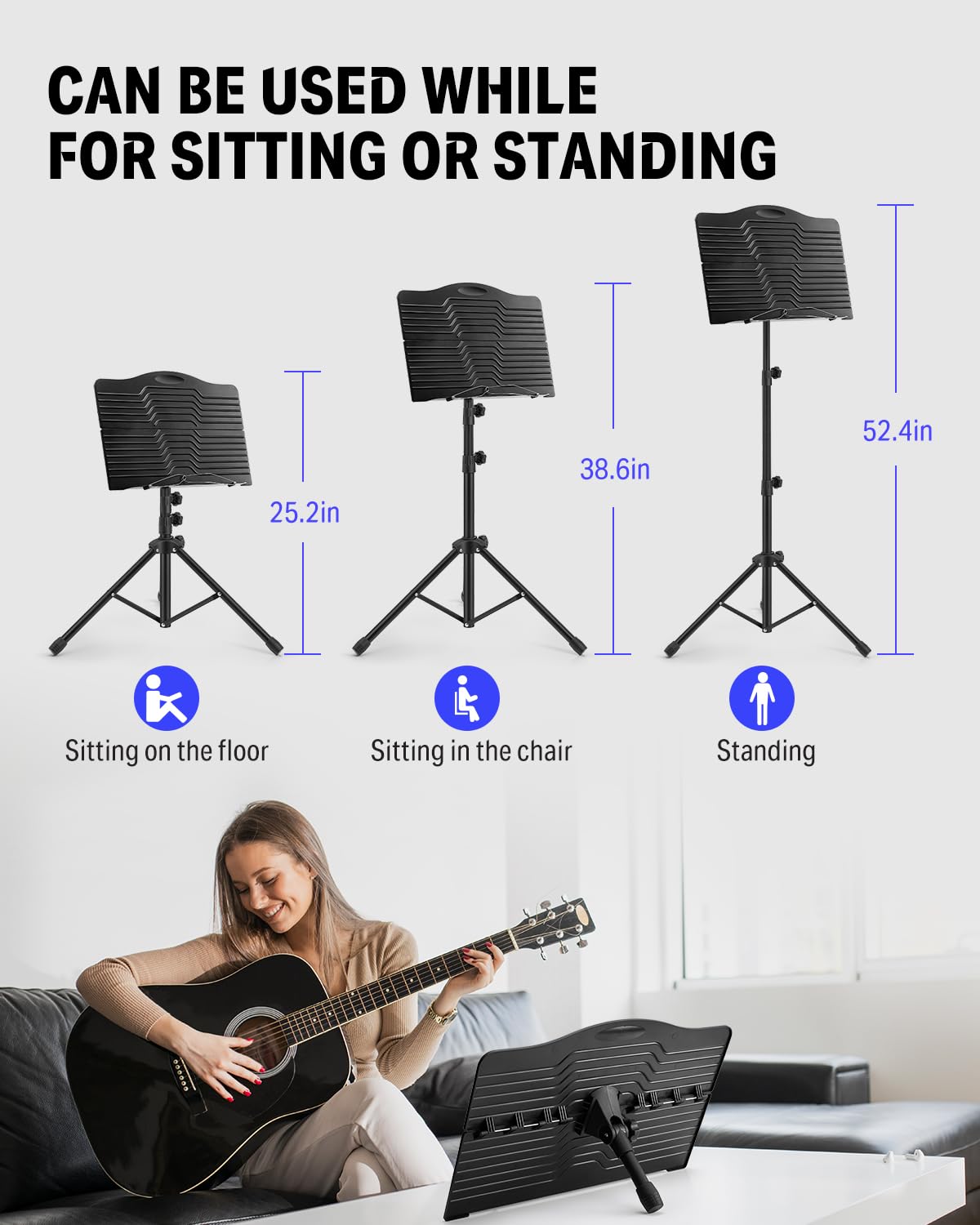 Donner Sheet Music Stand With Light, Dms 1 Portable Metal Music Stand, Tabletop Music Book Stand For Guitar, Ukulele, Violin Pla