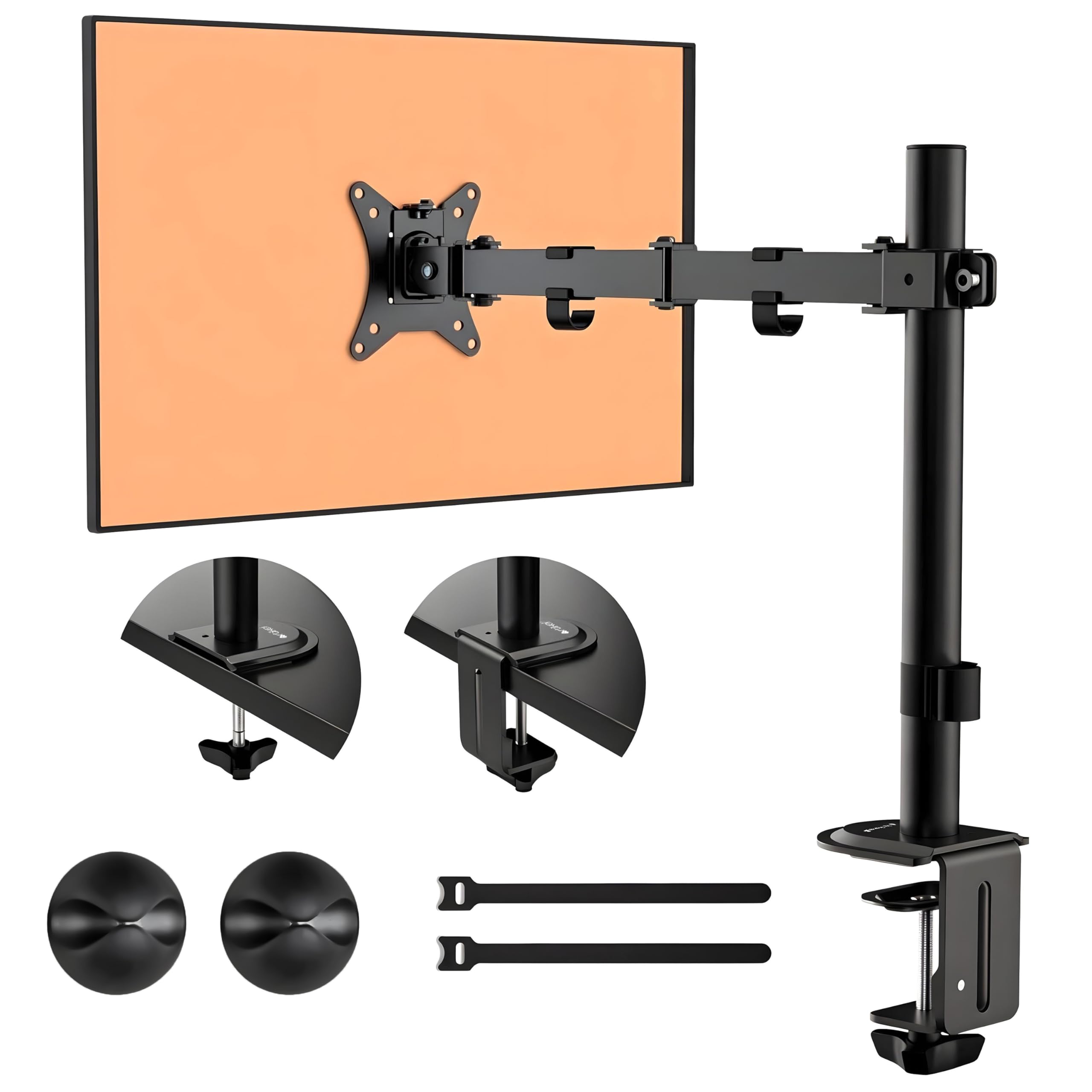 Artikel Single Monitor Desk Mount | Adjustable Heavy Duty Monitor Arm | Vesa Mount With C Clamp & Grommet Mounting Base | Comput