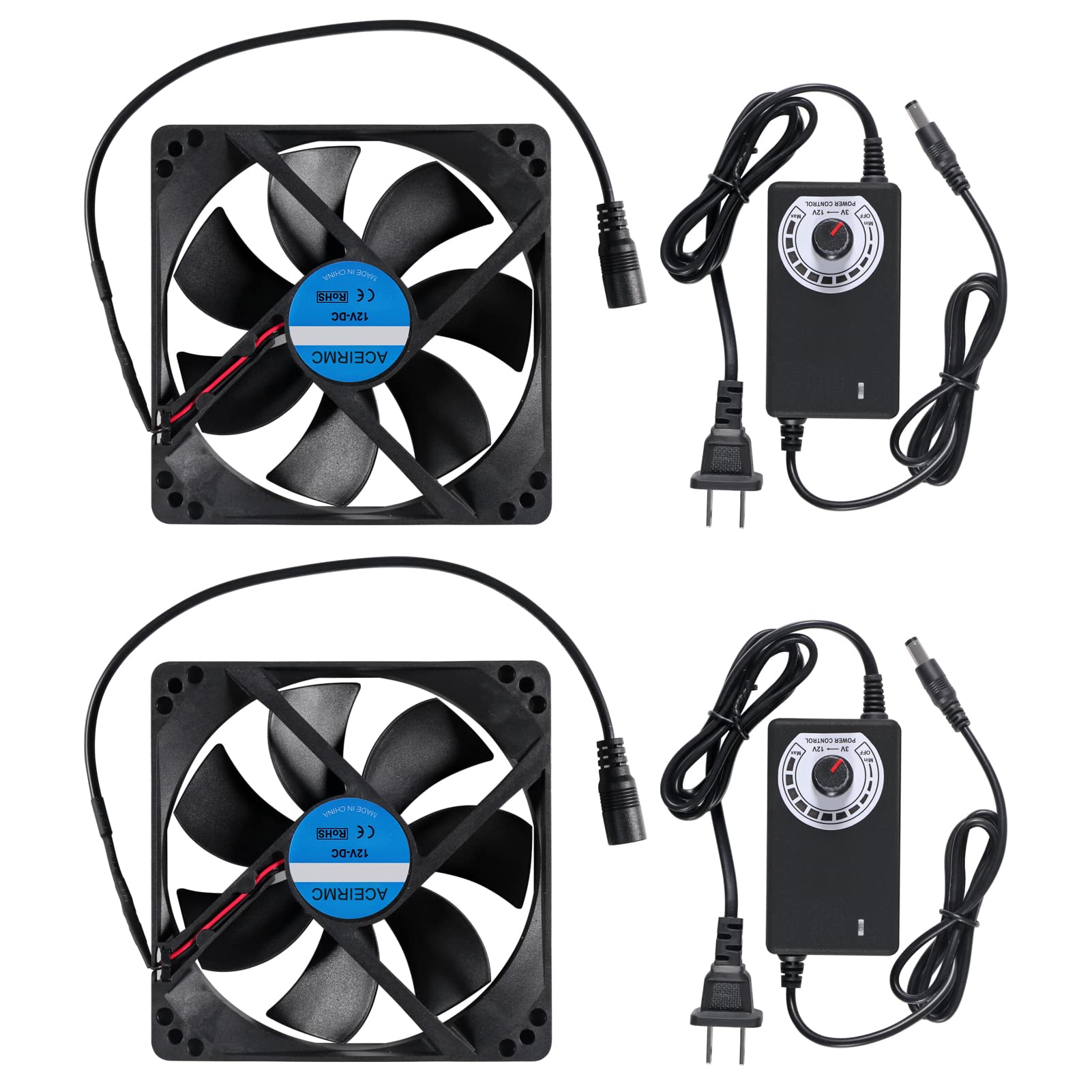 2Pcs Blower Cooling Fan 120X25Mm 110V 220V Ac Powered Cooling Fan Dual Ball Bearings 3 To 12V Speed Controller Fan For Receiver