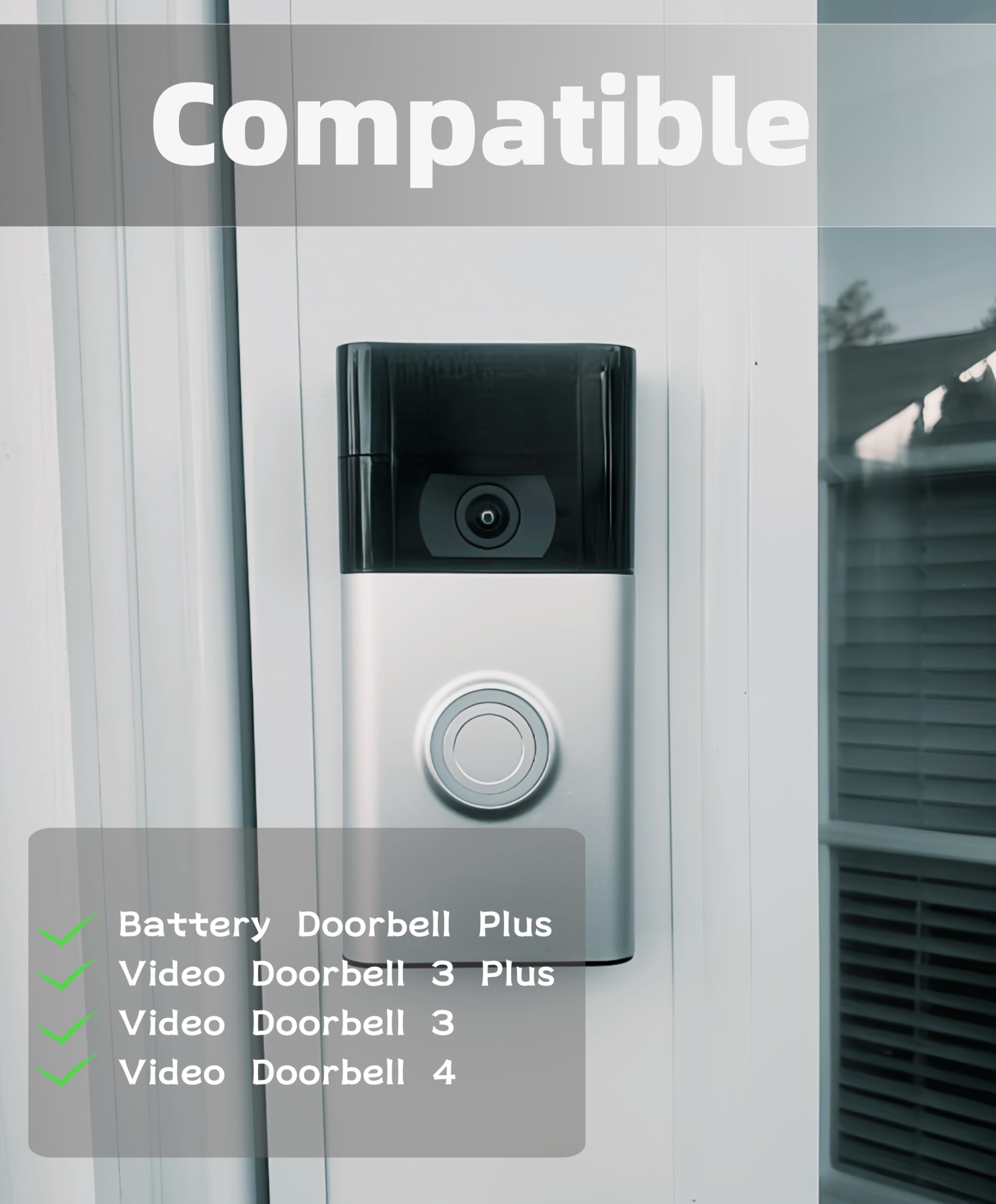 Qjin Double Sided Mounting Tape Compatible For Ring Battery Doorbell Plus, Video Doorbell 3 Plus, Video Doorbell 3, Video Doorbe