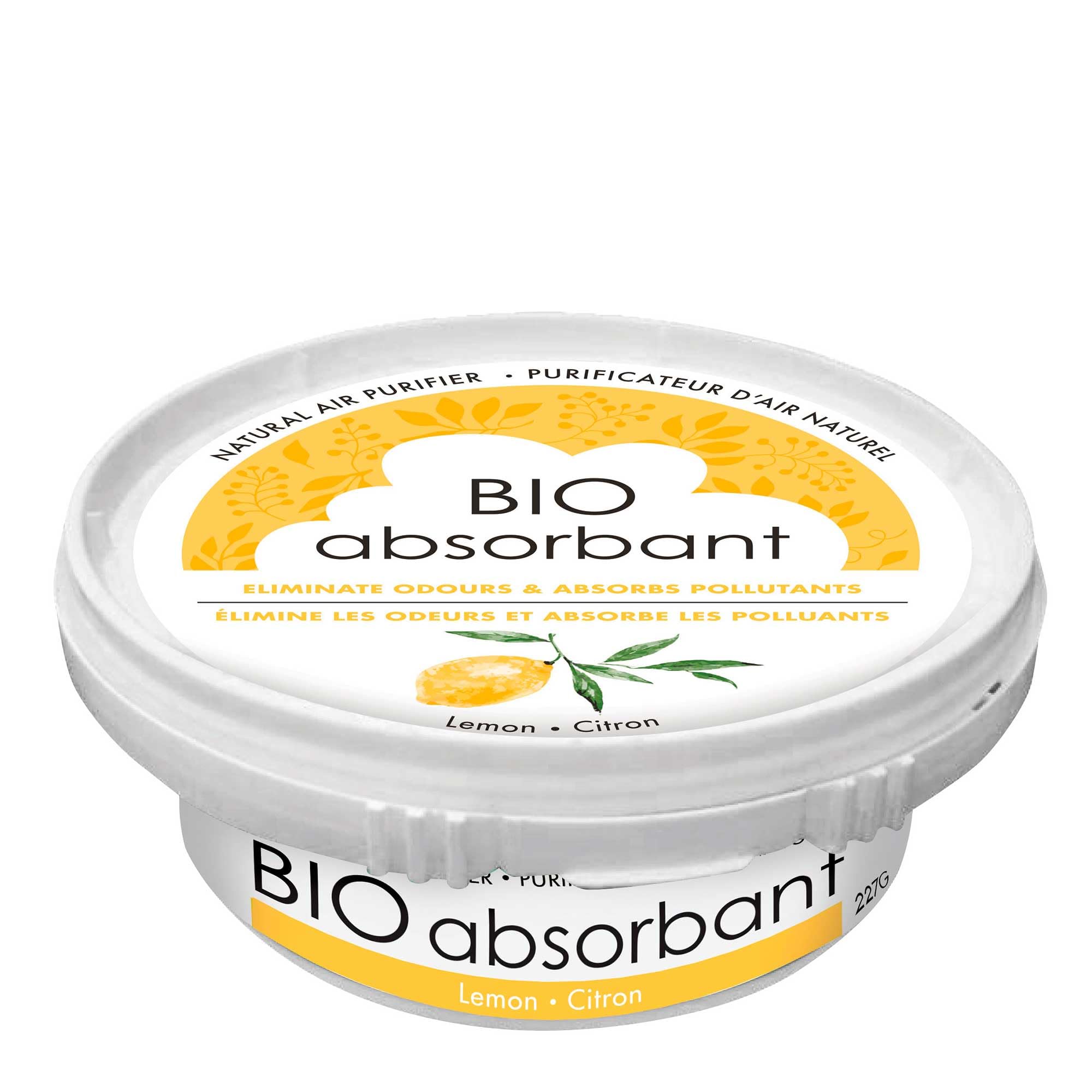 Attitude Bio Absorbant Air Purifier With Activated Carbon, Plant  And Mineral Based, Absorbs Odors, Vegan, Lemon, 8 Ounces