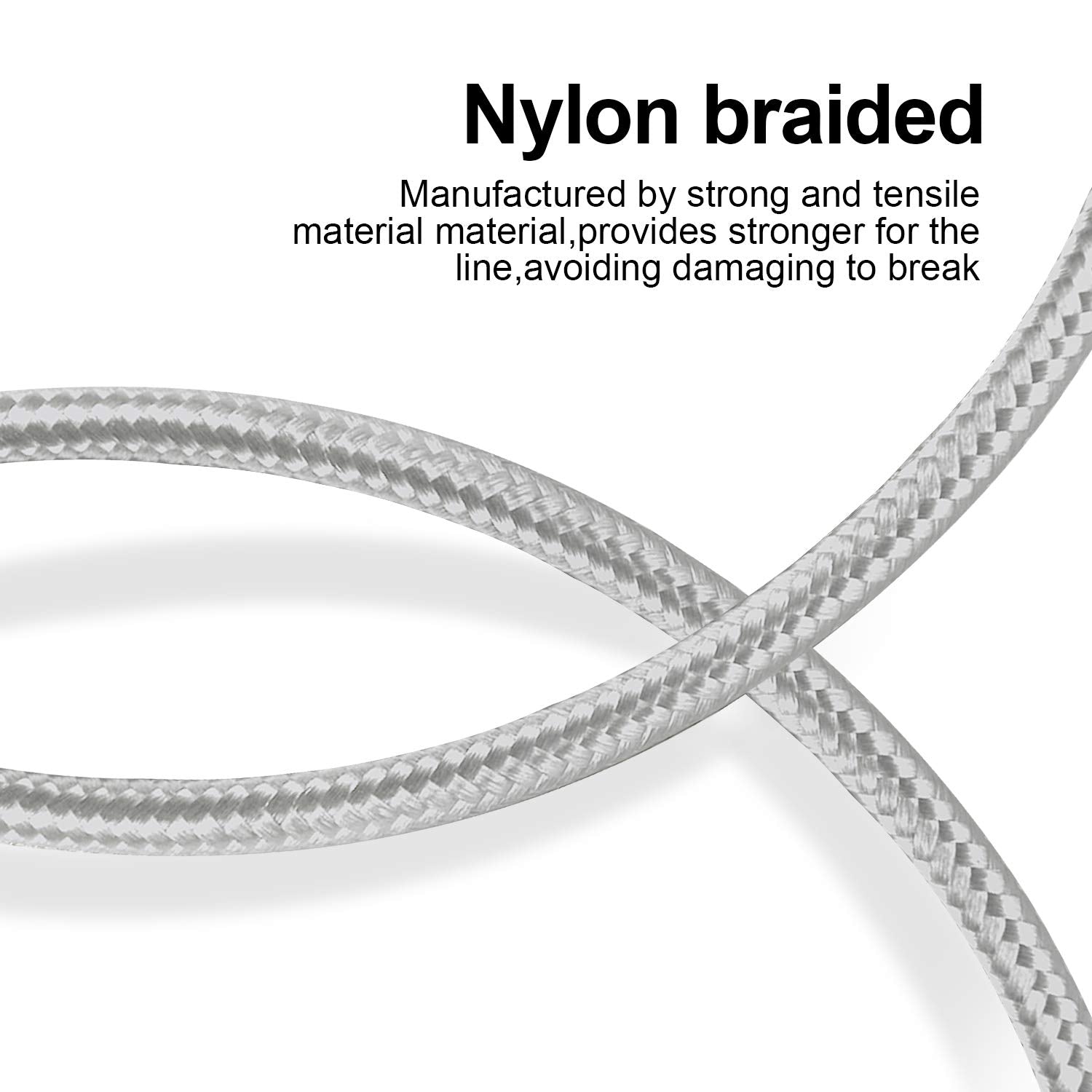 Cugunu Iphone Charger, 5 Pack 3/3/6/6/10Ft Apple Mfi Certified Usb Lightning Cable Nylon Braided Fast Charging Cord Compatible For Iphone 14/13/12/11/X/Max/8/7/6/5/Se/Plus/Ipad   Gray