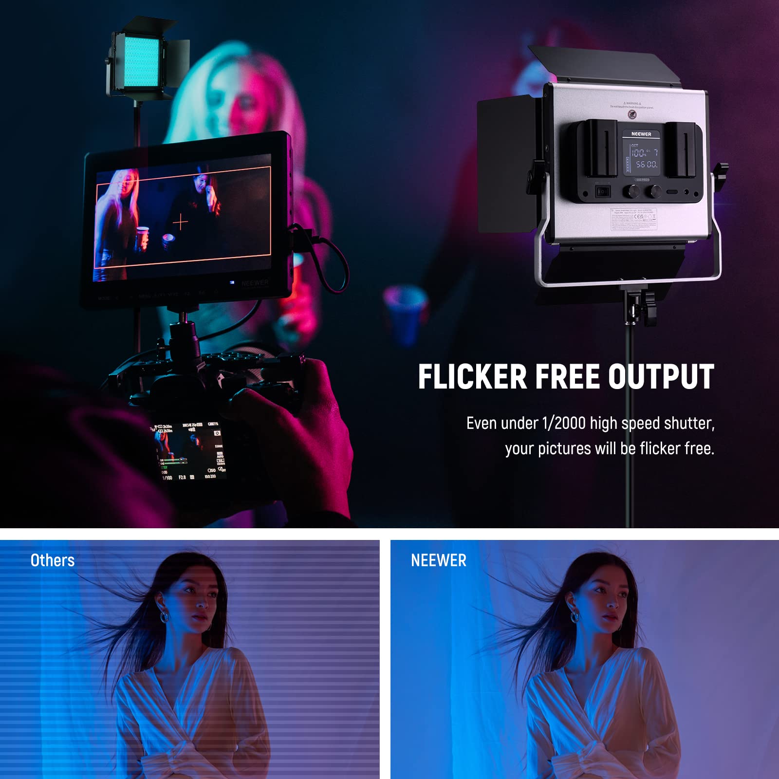 Neewer Upgraded 660 Pro Ii Rgb Led Video Light With App Control&Stand Kit, 2 Pack Constant 50W No Color Shift/1% Precise Min Dim