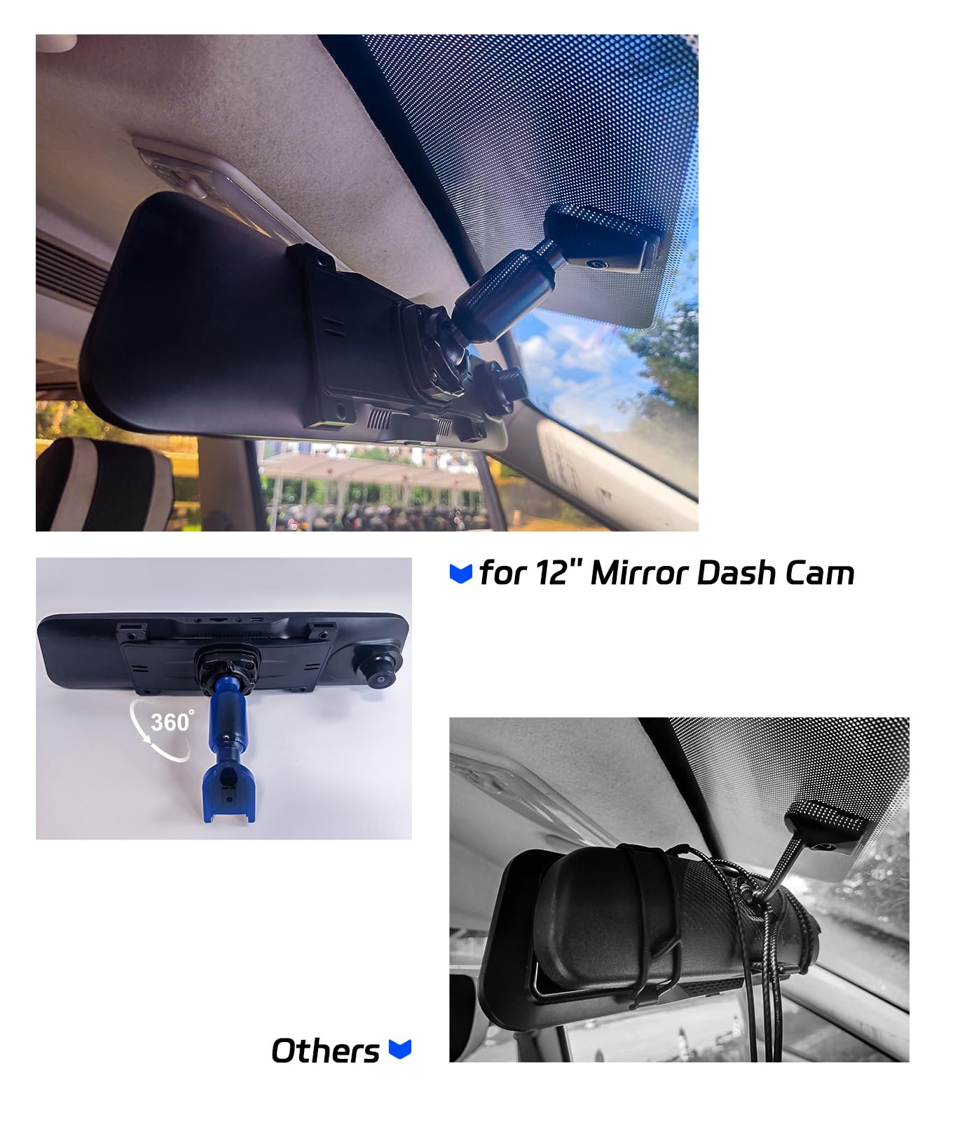 Pelsee Bracket For 12 Mirror Dash Cam Rear View Dash Camera Mount