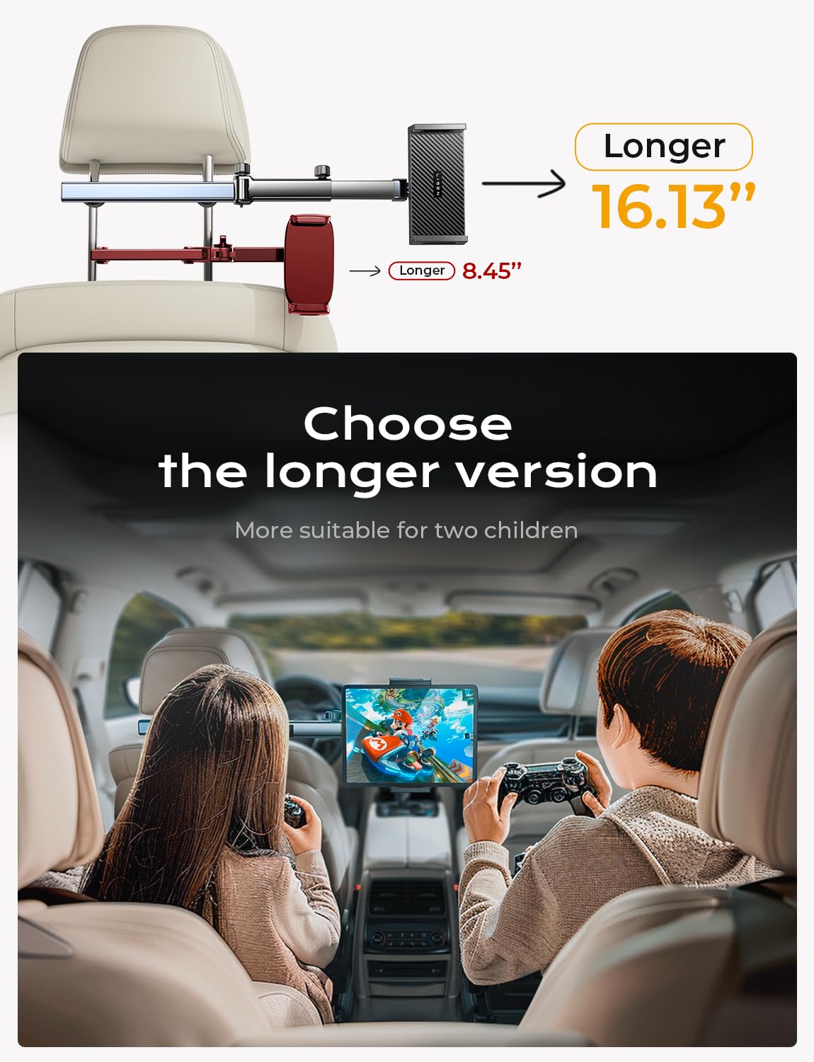 Lisen For Ipad Holder For Car Headrest, Tablet Holder For Car Mount [3 In 1] Ipad Holder Back Seat For Kids Long Road Trip Car C