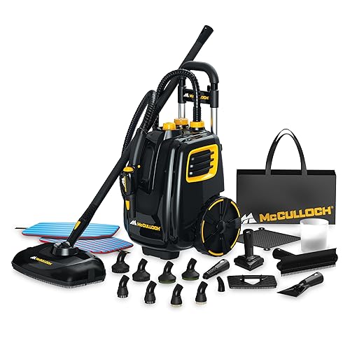 Mcculloch Mc1385 Deluxe Canister Steam Cleaner With 23 Accessories, Chemical Free Pressurized Cleaning For Most Floors, Counters