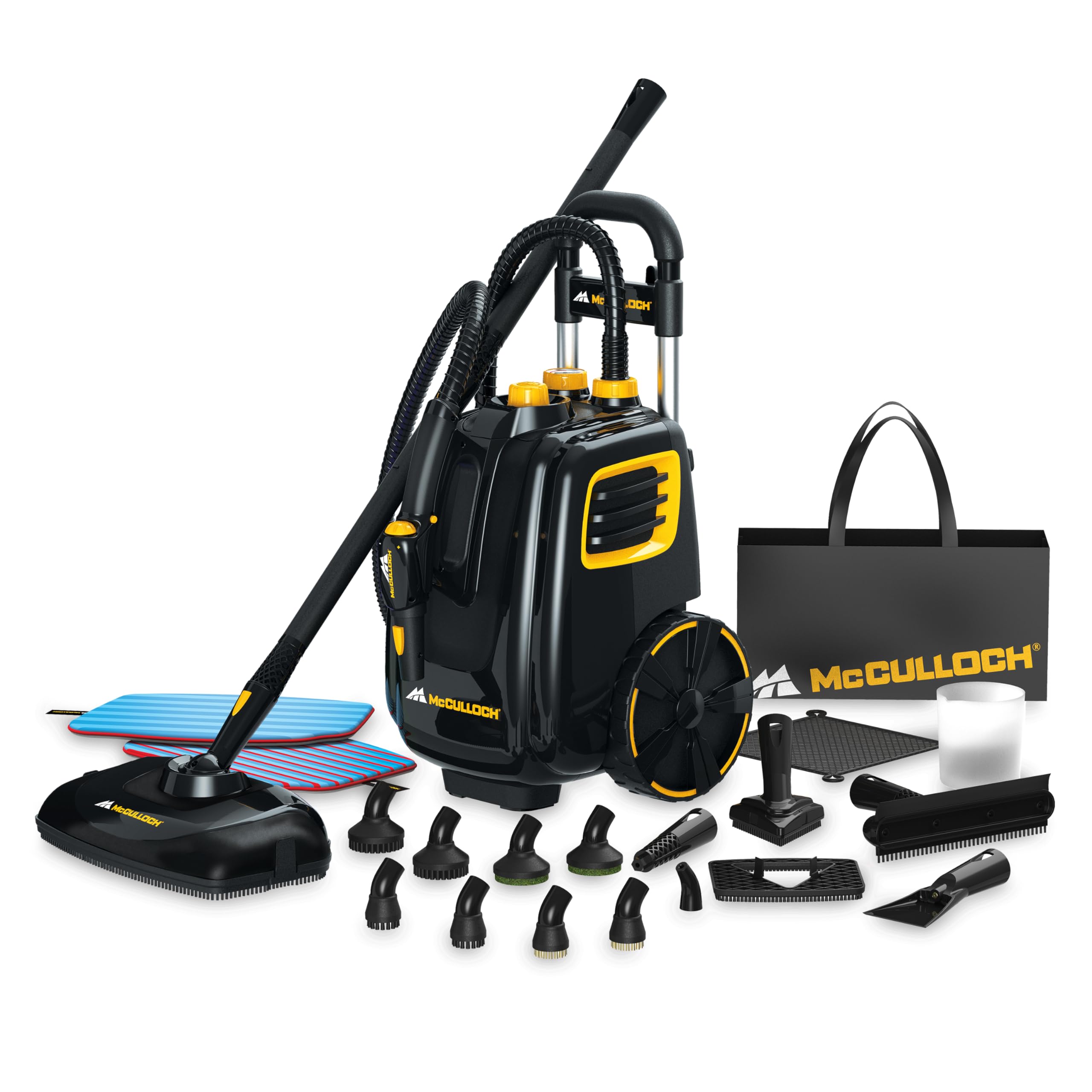 Mcculloch Mc1385 Deluxe Canister Steam Cleaner With 23 Accessories, Chemical Free Pressurized Cleaning For Most Floors, Counters