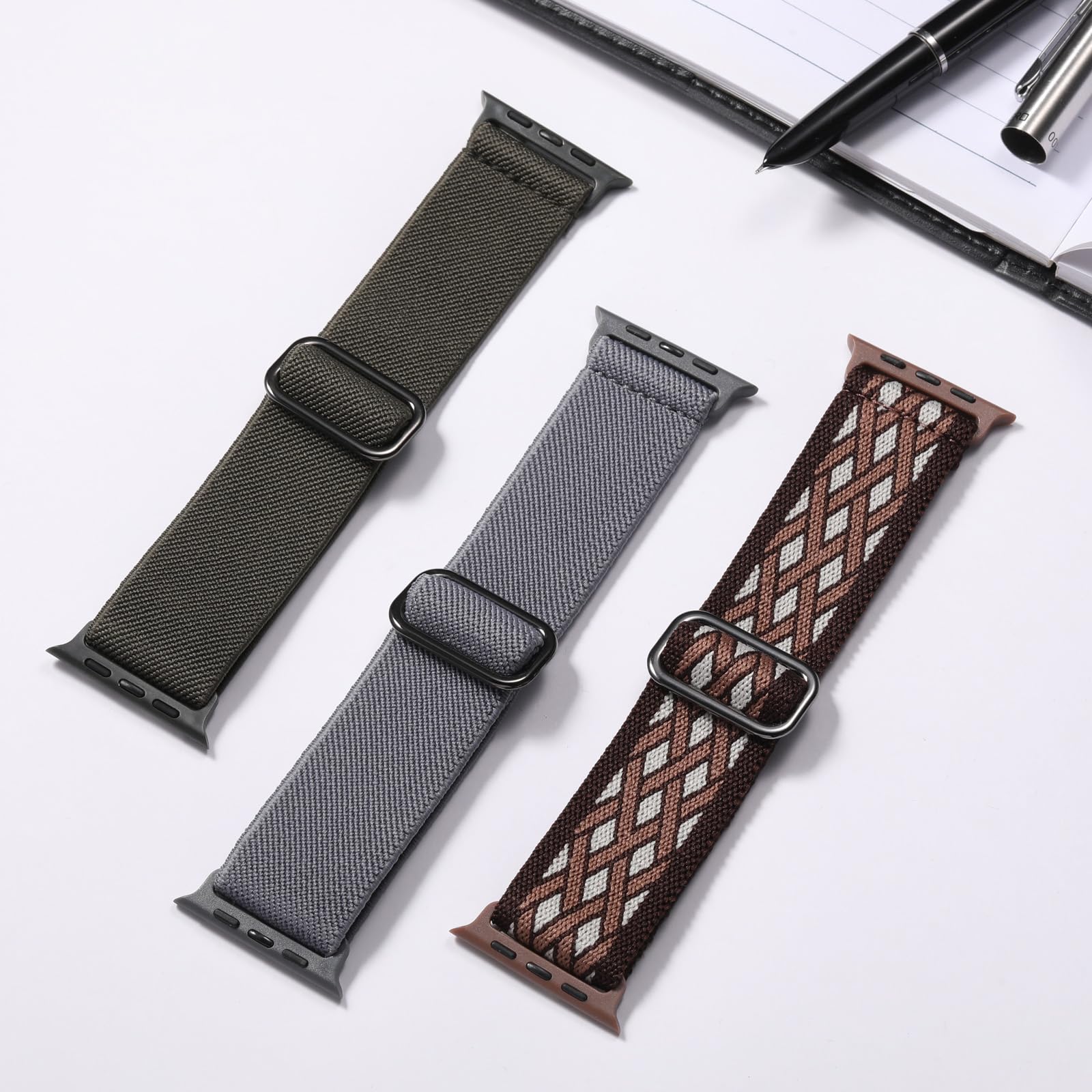 Daqin 3 Pack Braided Stretchy Solo Loop Compatible With Apple Watch Band 38Mm 40Mm 41Mm 42Mm 44Mm 45Mm 49Mm Women Men, Sport Ela