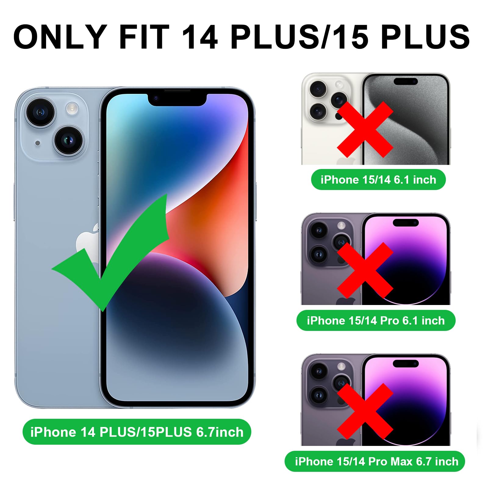 Vanavagy Wallet Case Compatible For Iphone 14 Plus/15 Plus For Women Men,Pu Leather Flip Folio Phone Case Cover Fits Magnetic Ca