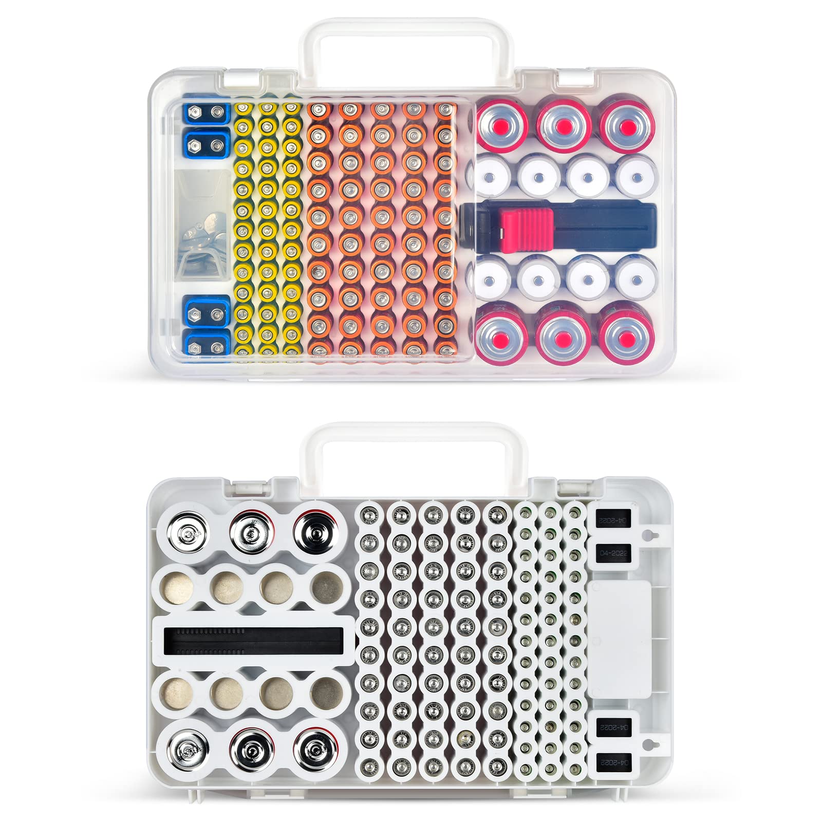 Battery Organizer Storage Case With Tester Checker. Batteries Holder Box Container For 120+ Aa Aaa 9V C D Lithium Cr2025 Cr1632