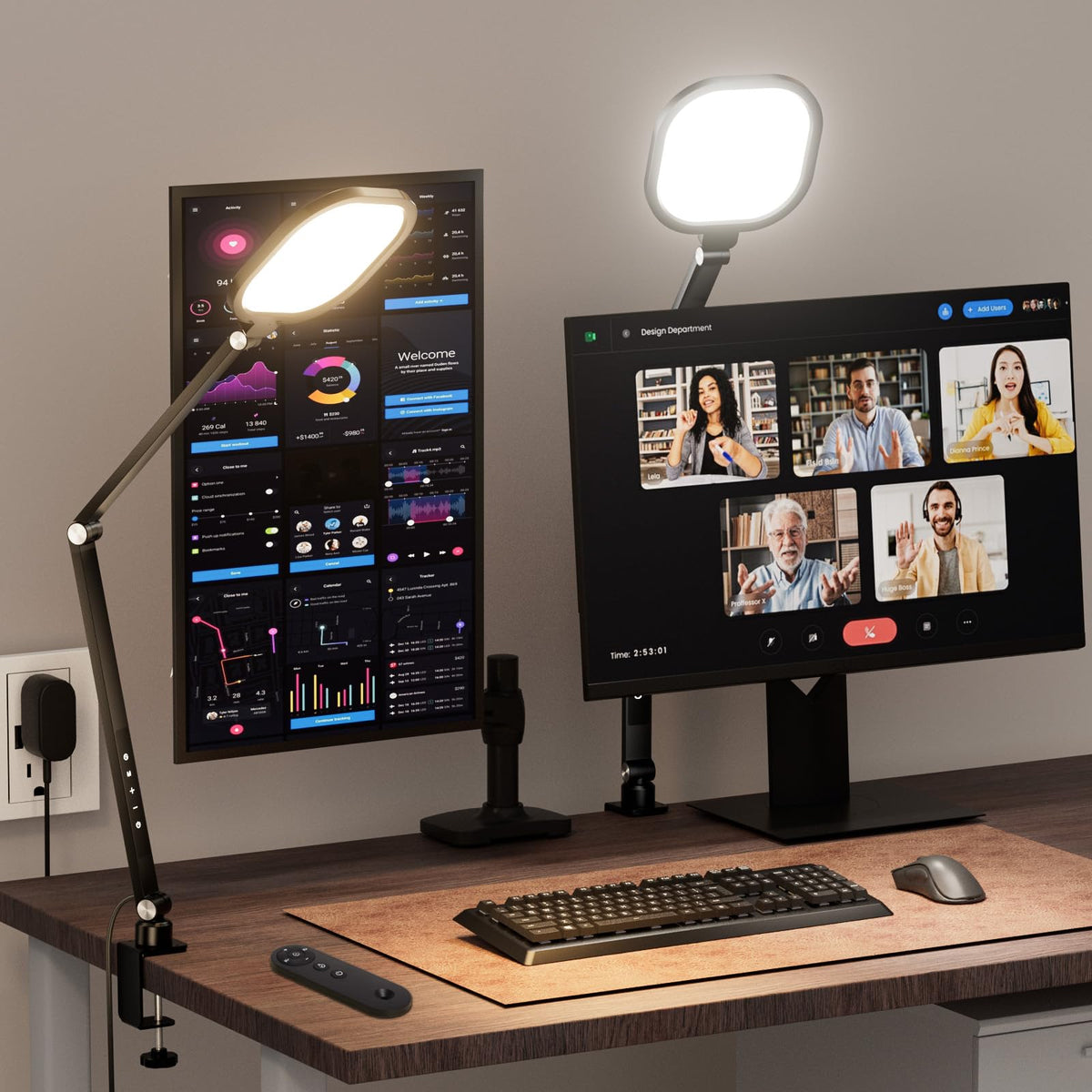 2 Packs Video Conference Light For Computer, 15W Litones Desk Light For Zoom Calls Meeting With C Clamp & Metal Swing Arm, Podca