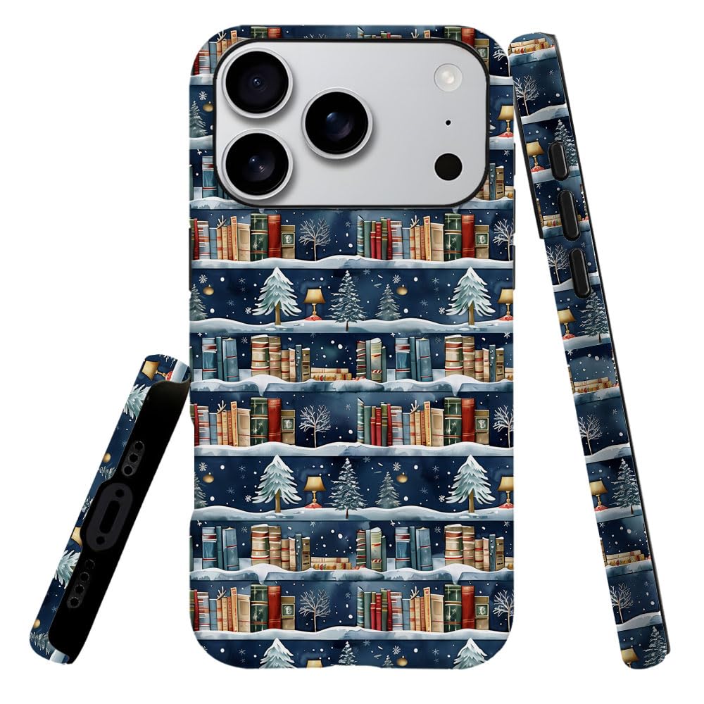 Case Compatible with iPhone 17 Pro,Hybrid 2-Layer Hard Shell,Shockproof Soft for Girl Women,Christmas Tree Blue Retro