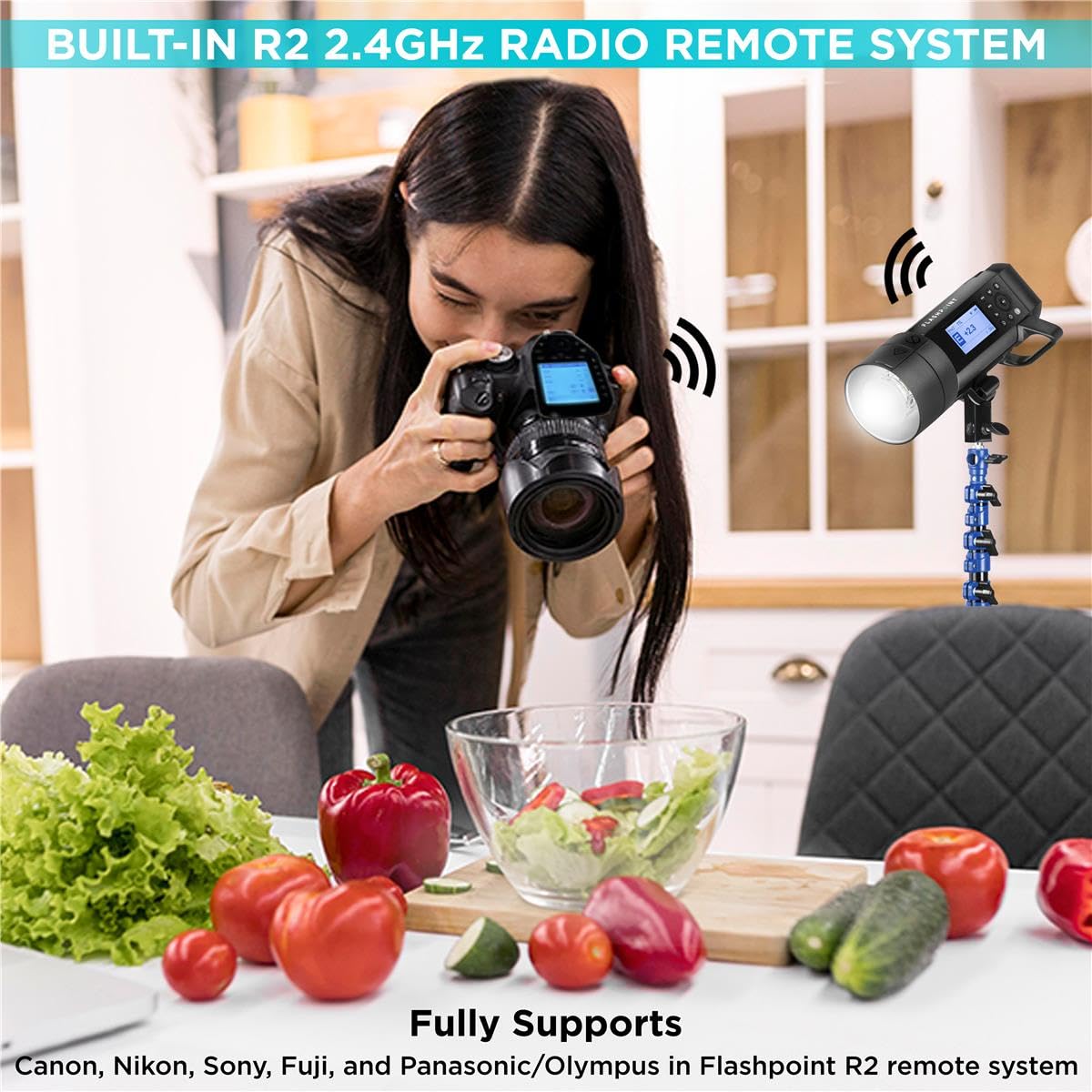 Flashpoint Xplor 400 Pro Ttl Li Ion Battery Powered Hss Strobe Light With Built In R2 2.4Ghz, Bowens Mount 400W Wireless Monolig