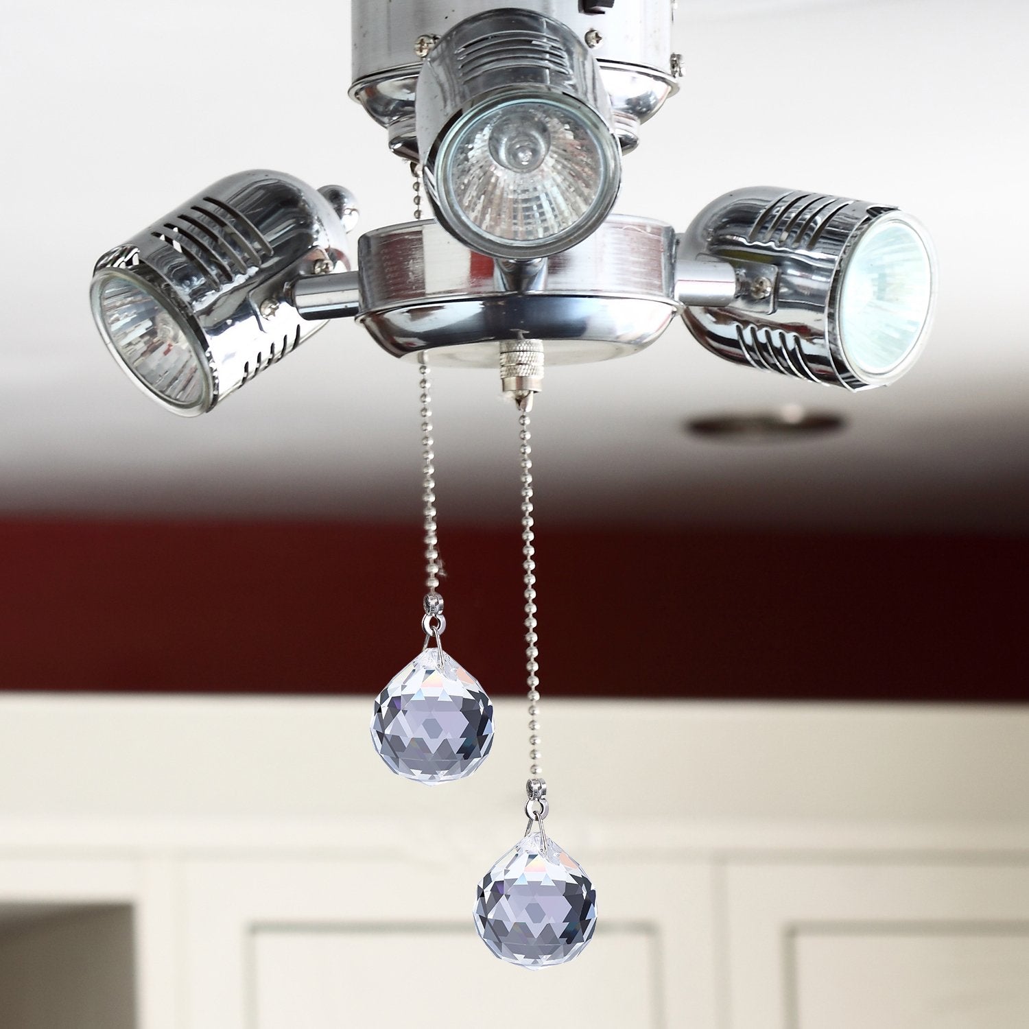 Hestya 2 Sets Clear Crystal Pull Chain Extension With Connector For Ceiling Light Fan Chain, 1 Meter Length Each (Style A)