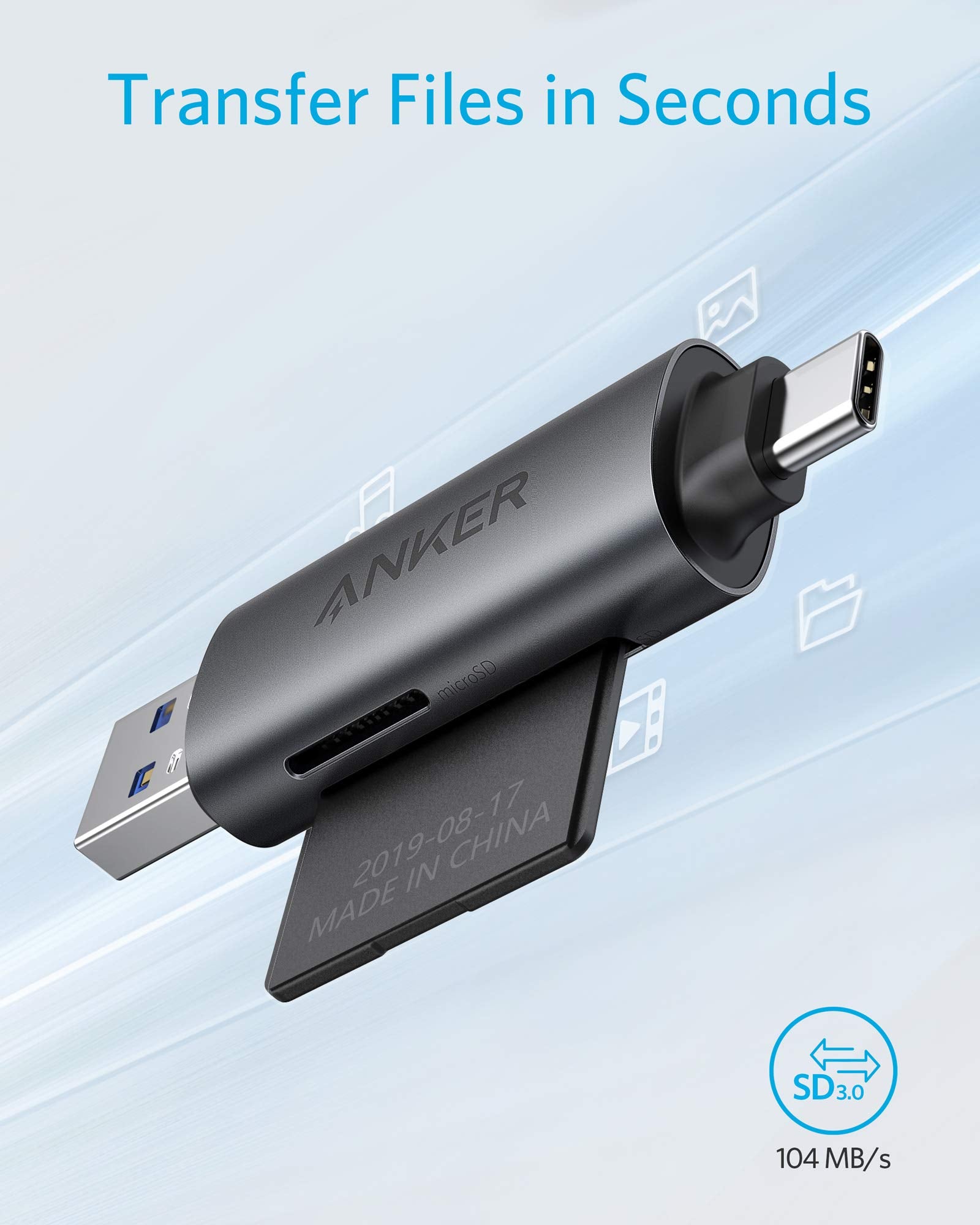 Anker Usb C And Usb 3.0 Sd Card Reader, Powerexpand+ 2 In 1 Memory Card Reader With Dual Connectors, For Sdxc, Sdhc, Sd, Mmc, Rs
