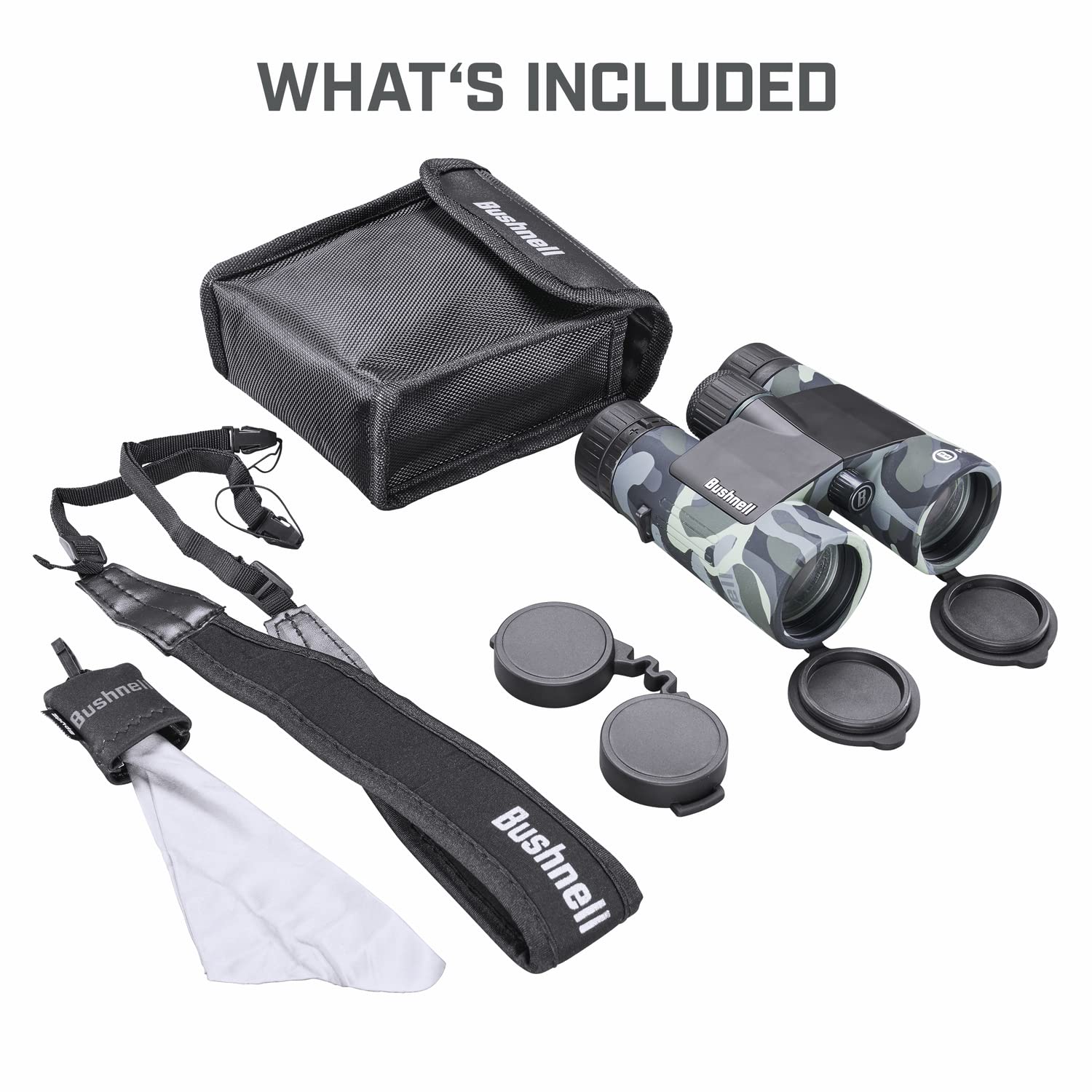 Bushnell Prime 10X42 Blackout Camo Binoculars, High Definition Optics, Waterproof And Fogproof, Durable Design, Multi Coated Len