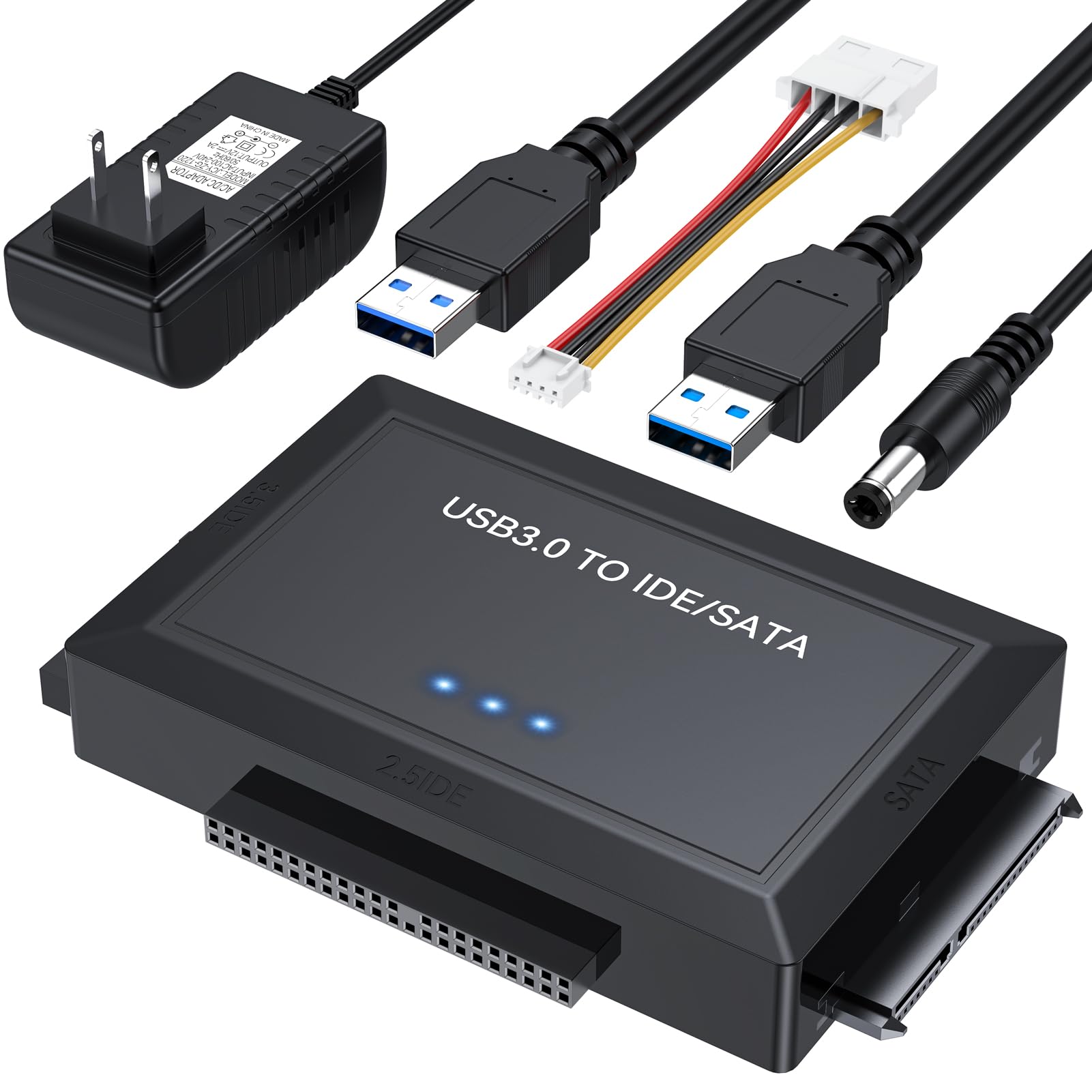 Clavoop Hard Drive Reader Sata Ide To Usb Adapter, Usb 3.0 External Hard Drive Ultra Recovery Converter Kit Data Retrieval Devic