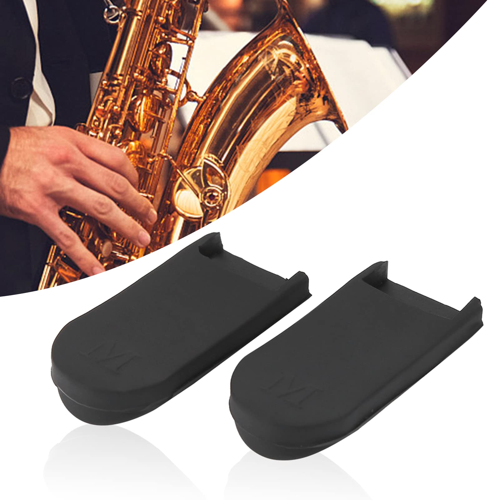 Haosie 2Pcs Saxophone Thumb Rest, Comfortable Saxophone Thumb Finger Rest Pad, Rubber Sax Gel Cushion Pad, For Tenor Saxophone,