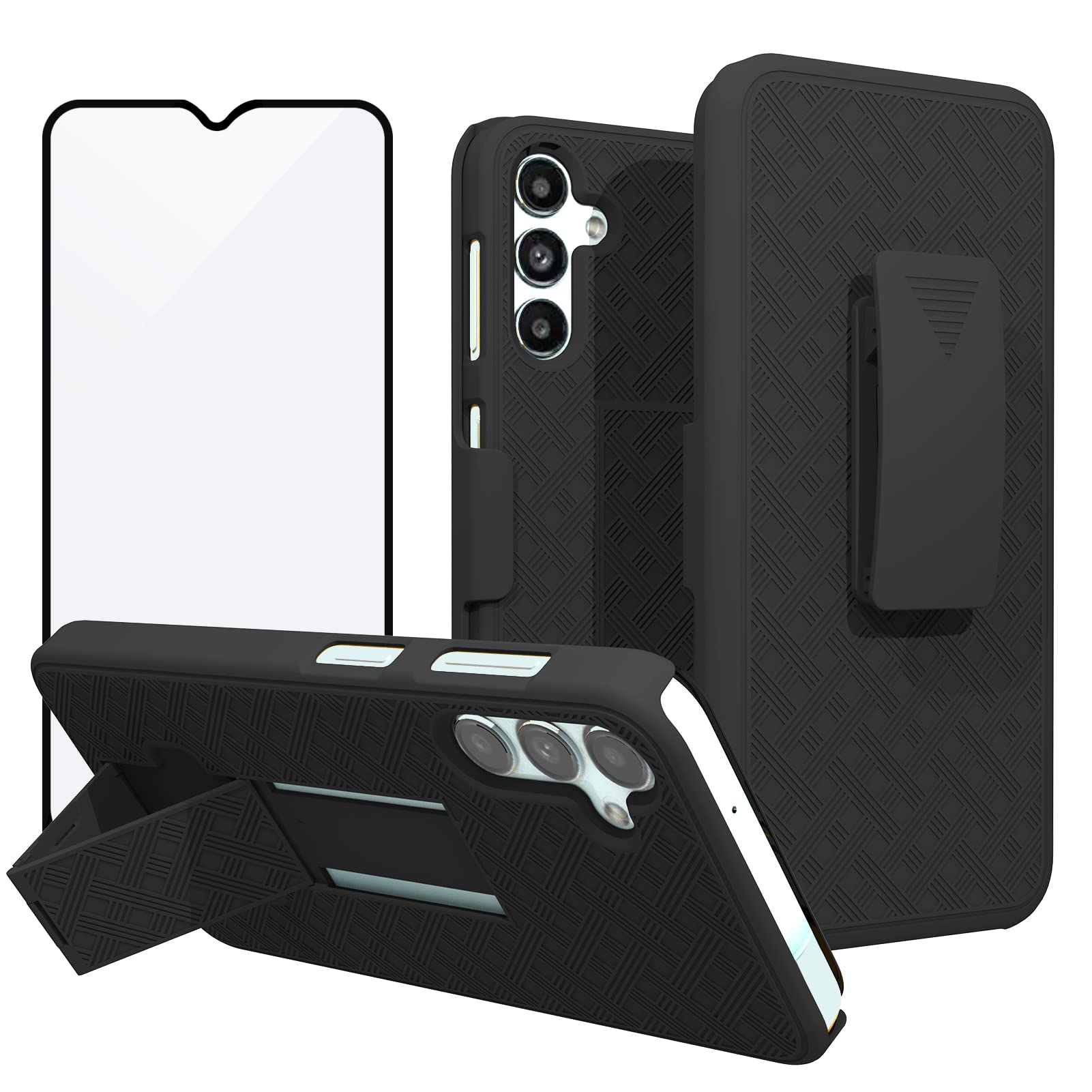 Ailiber For Samsung Galaxy A14 5G Case, Galaxy A14 5G Phone Case Holster With Screen Protector, Swivel Belt Clip, Kickstand Hold