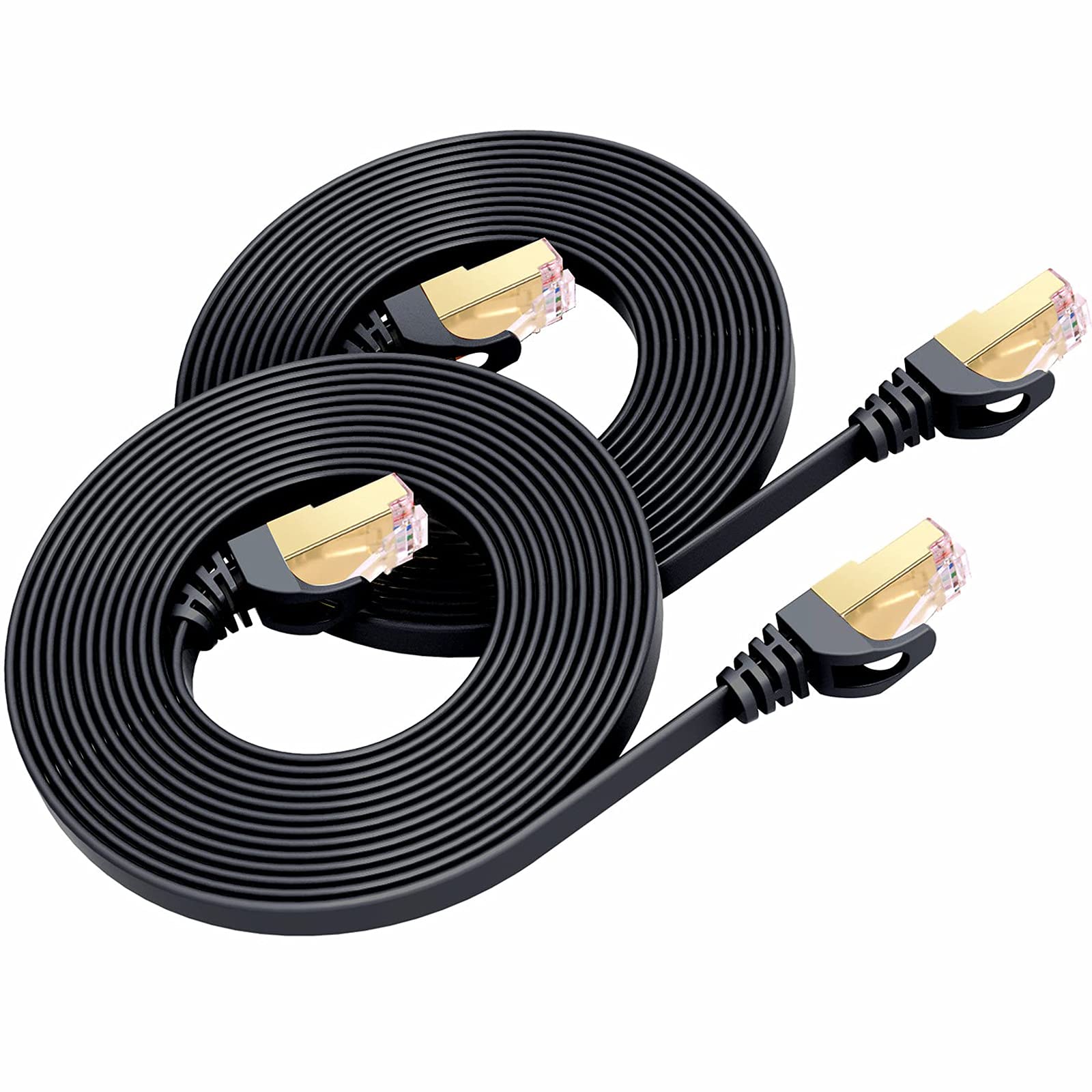 BUSOHE Cat 8 Ethernet Cable 10 FT 2-Pack, 40Gbps 2000MHz Cat8 High Speed Flat Internet Network Patch Cord, SFTP Shielded LAN Wir